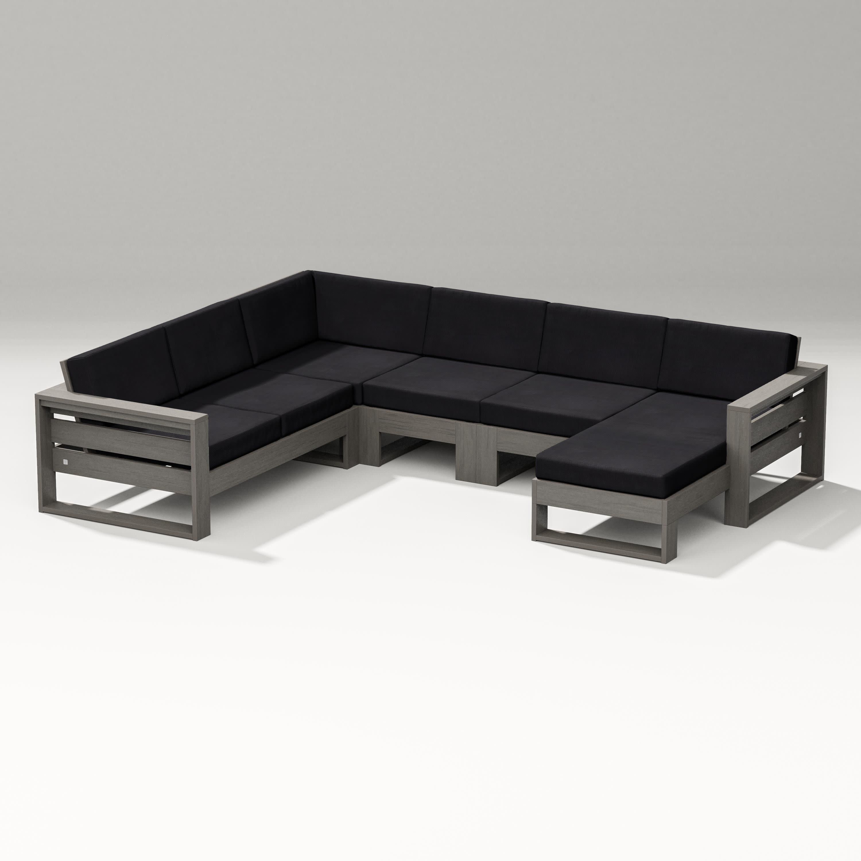 Latitude Corner Sectional with Right Chaise in Driftwood / Midnight Linen