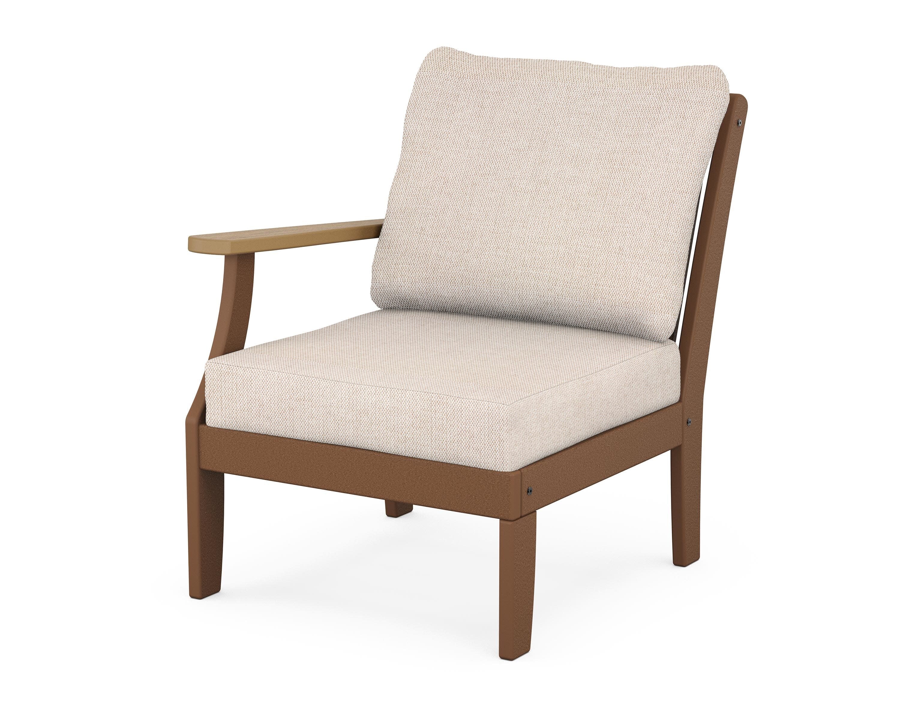 Braxton Modular Left Arm Chair in Teak / Natural / Blend Linen