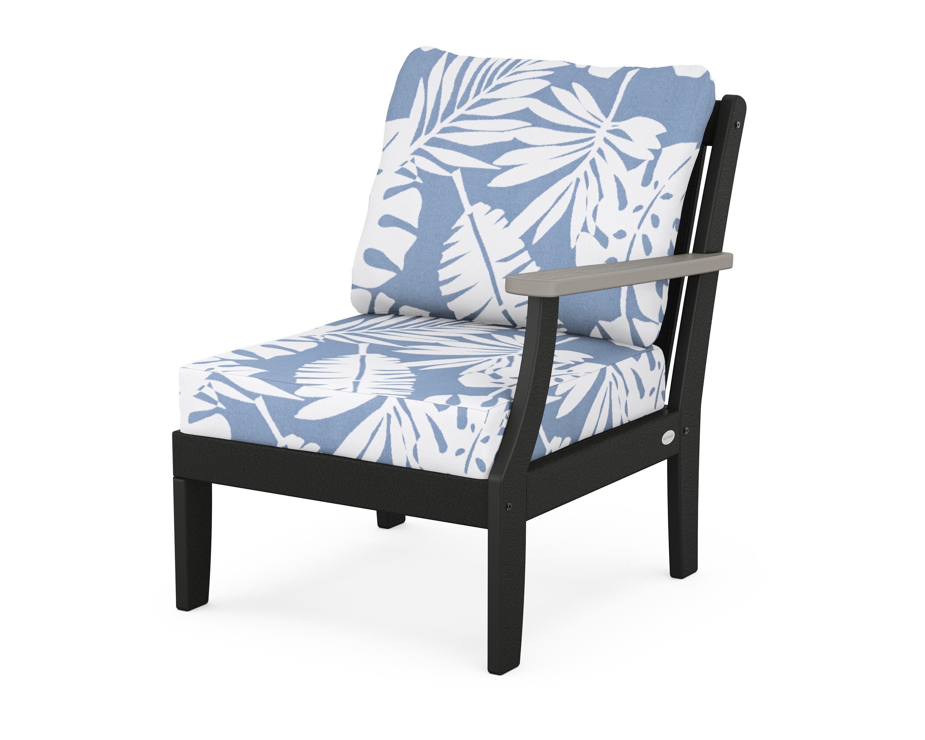 Braxton Modular Right Arm Chair in Black / Driftwood / Leaf Sky Blue