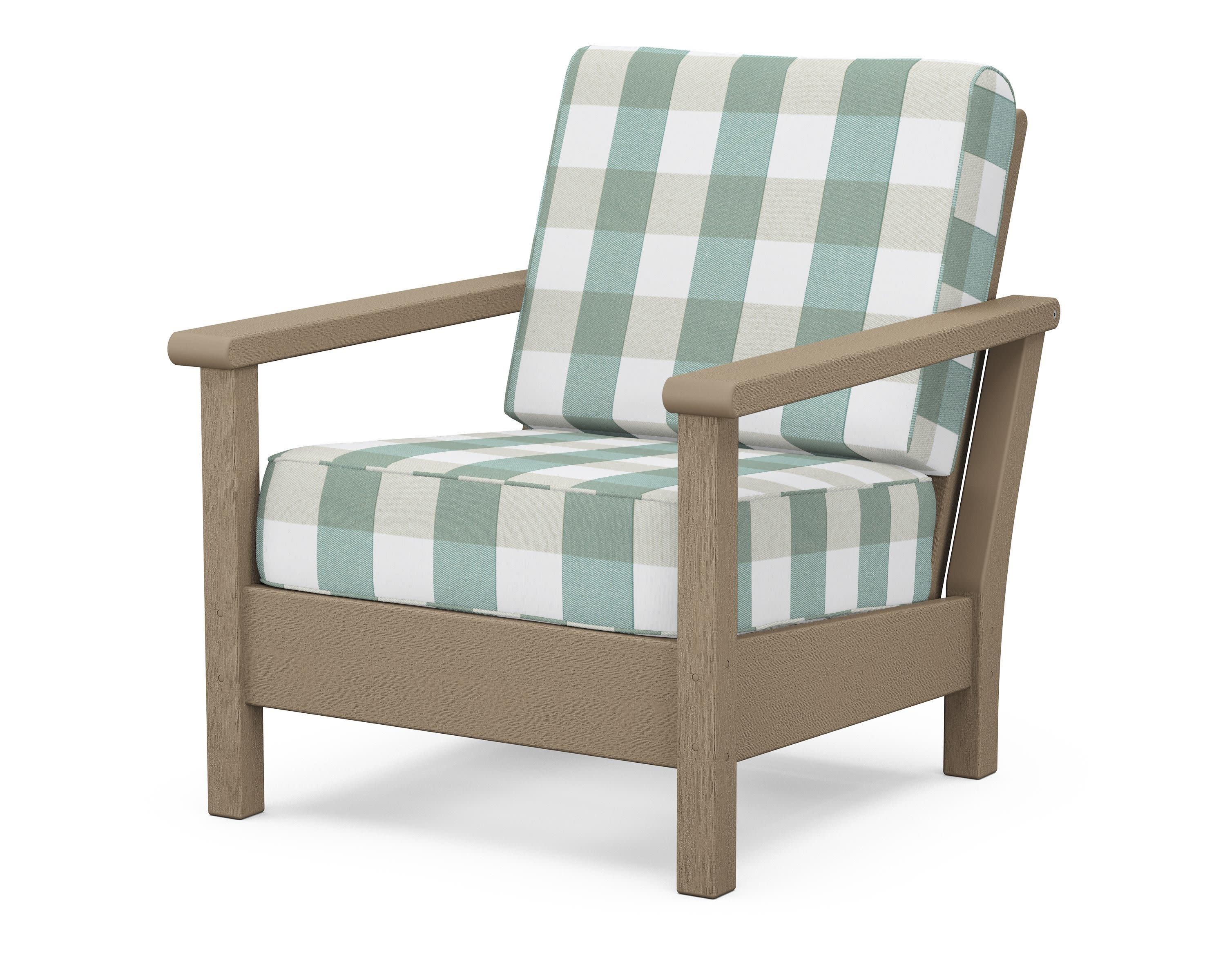 Harbour Deep Seating Chair in Vintage Sahara / Buffalo Plaid Glacier Spa