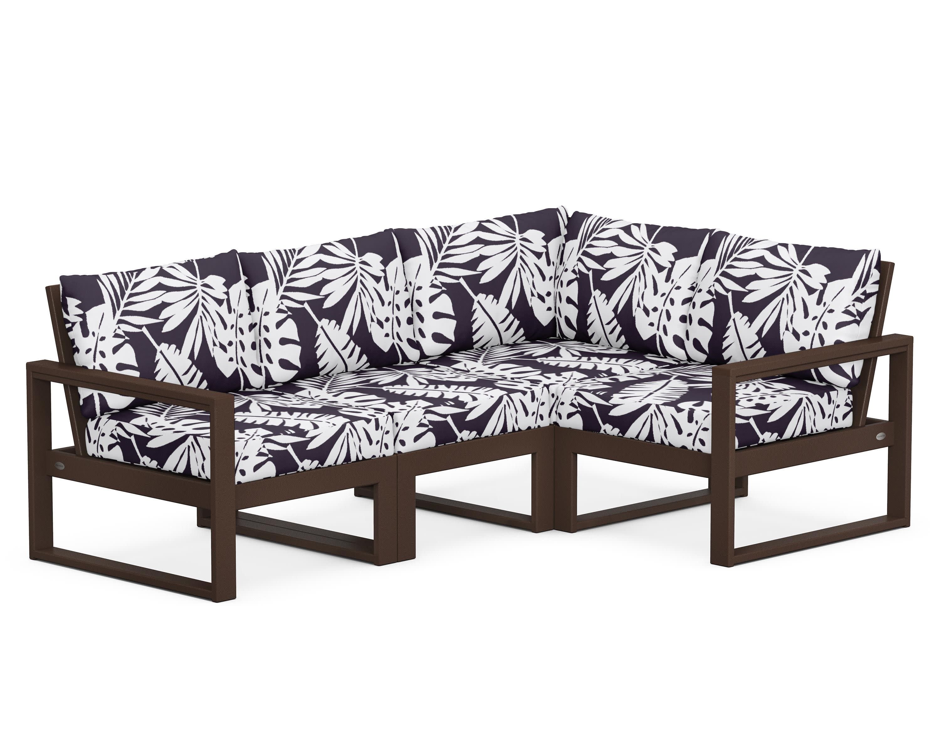 EDGE 4-Piece Modular Deep Seating Set in Mahogany / Leaf Navy