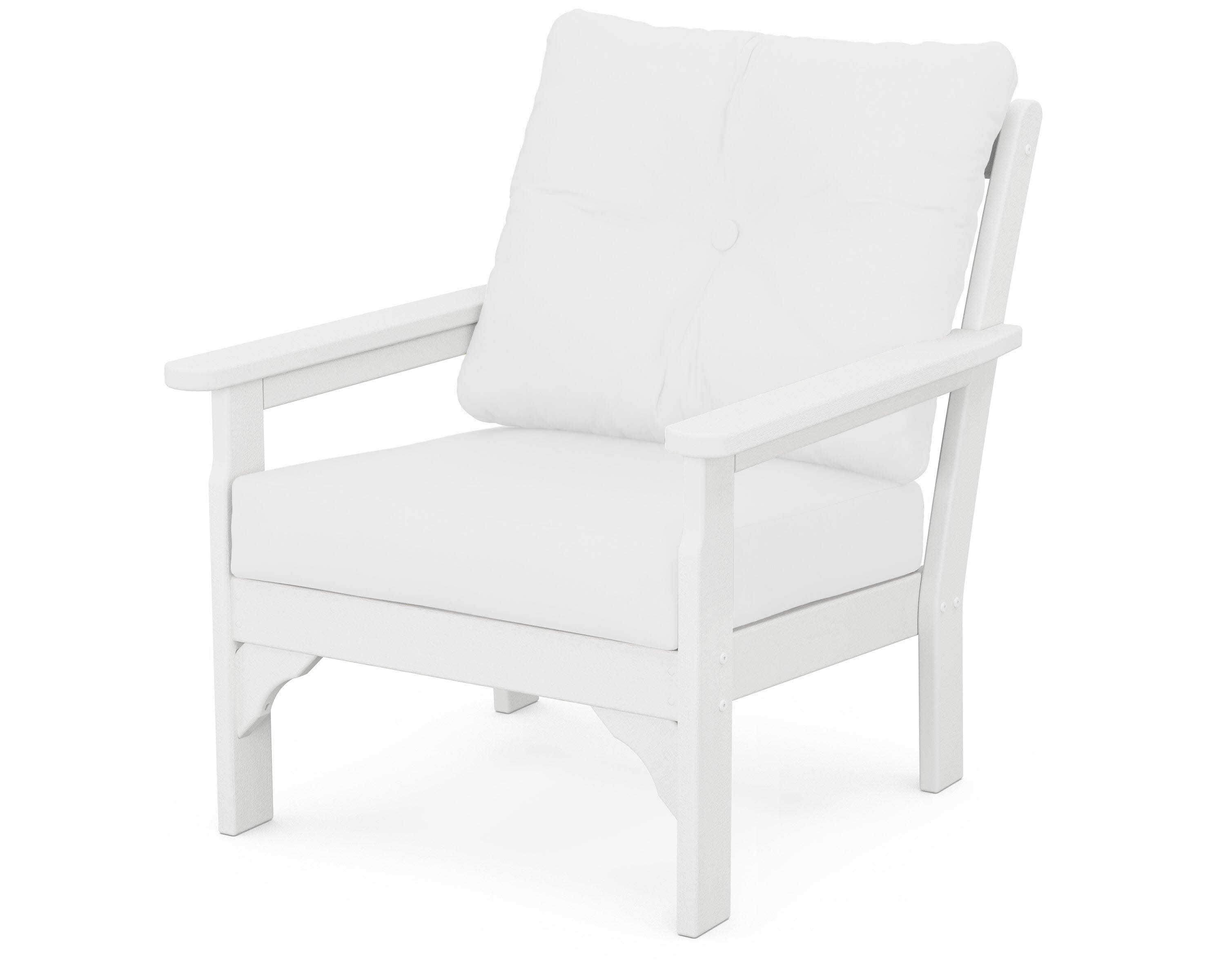 Vineyard Deep Seating Chair in Vintage White / Natural