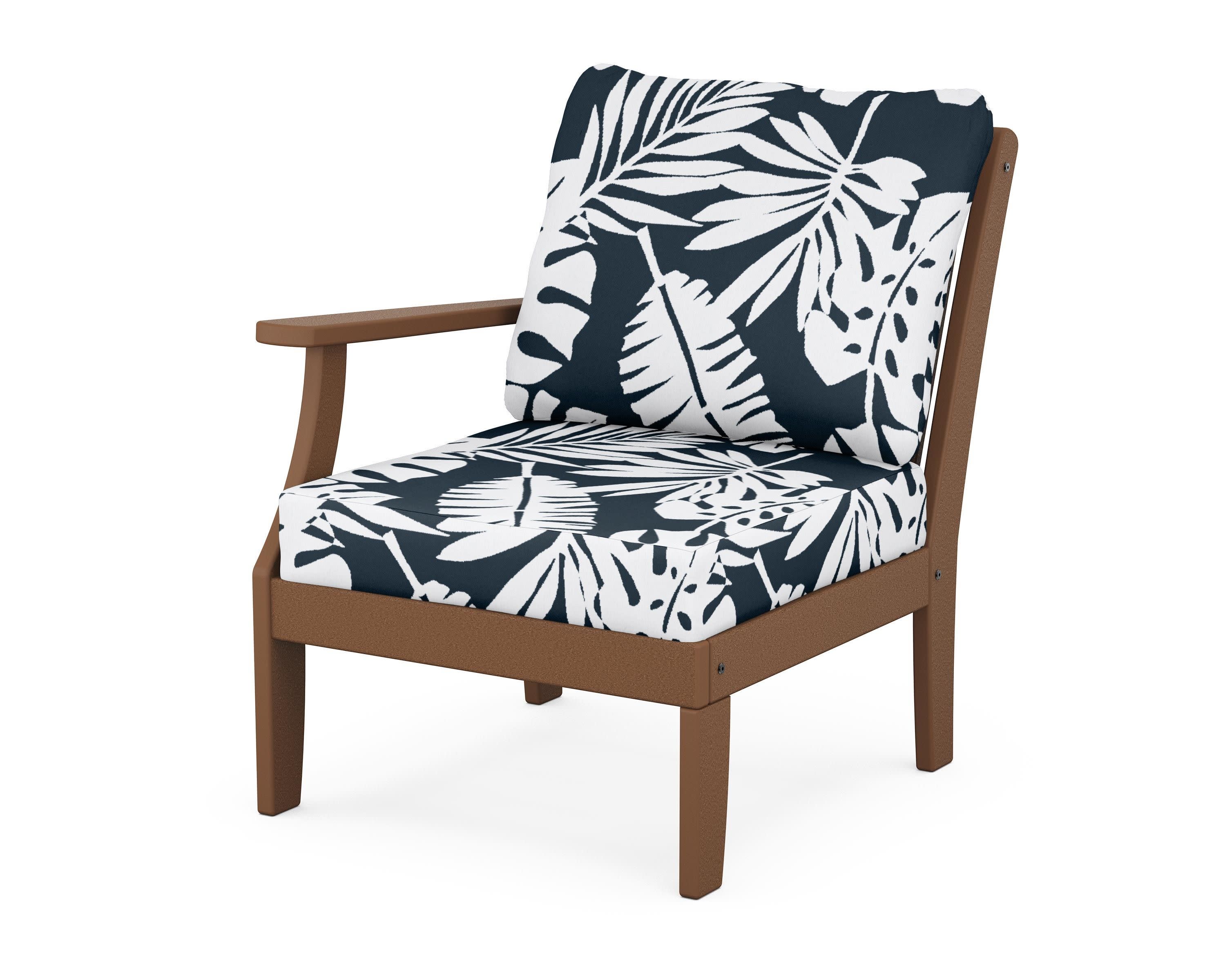 Braxton Modular Left Arm Chair in Teak / Leaf Marine Indigo