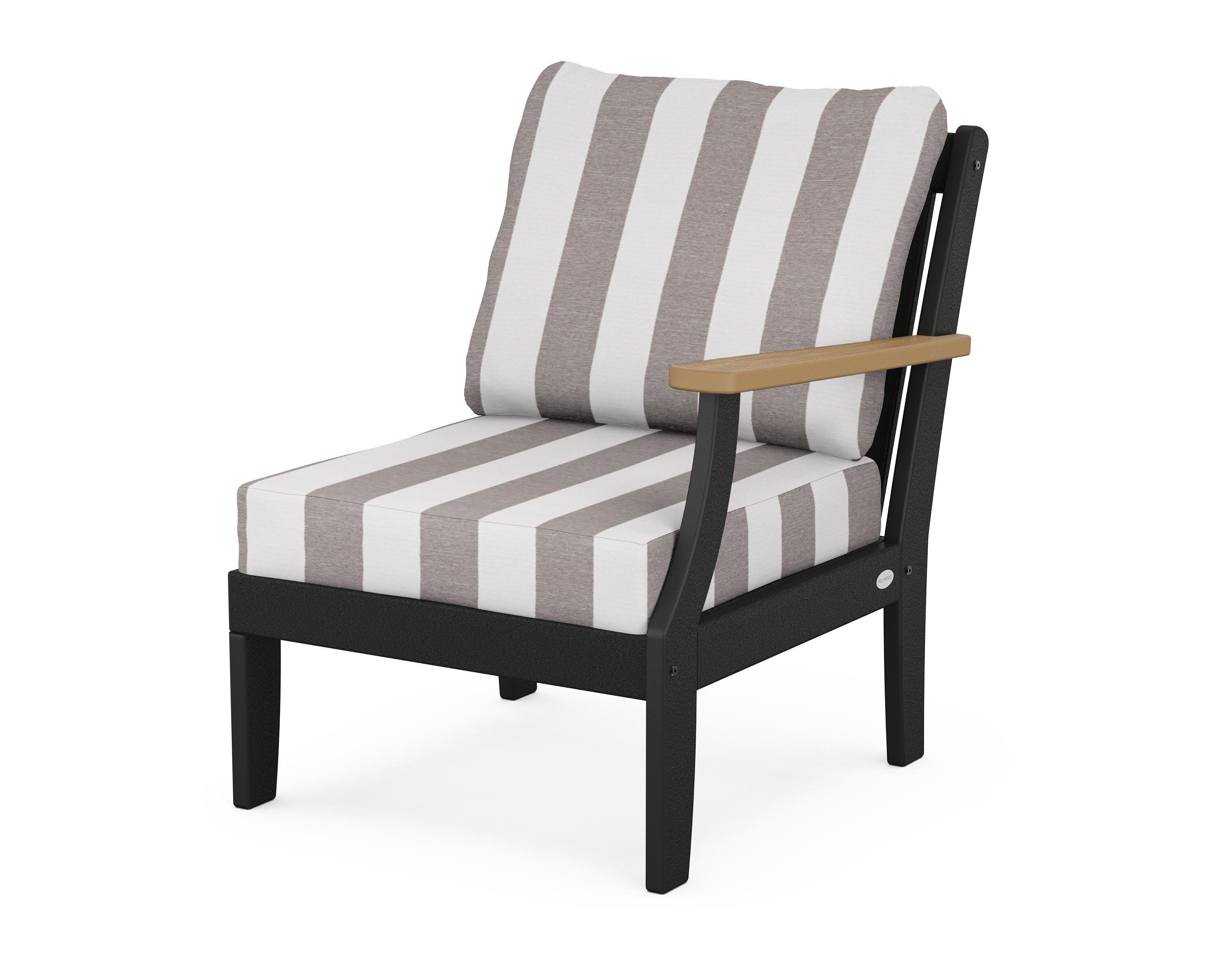 Braxton Modular Right Arm Chair in Black / Natural / Cabana Stripe Grey Mist