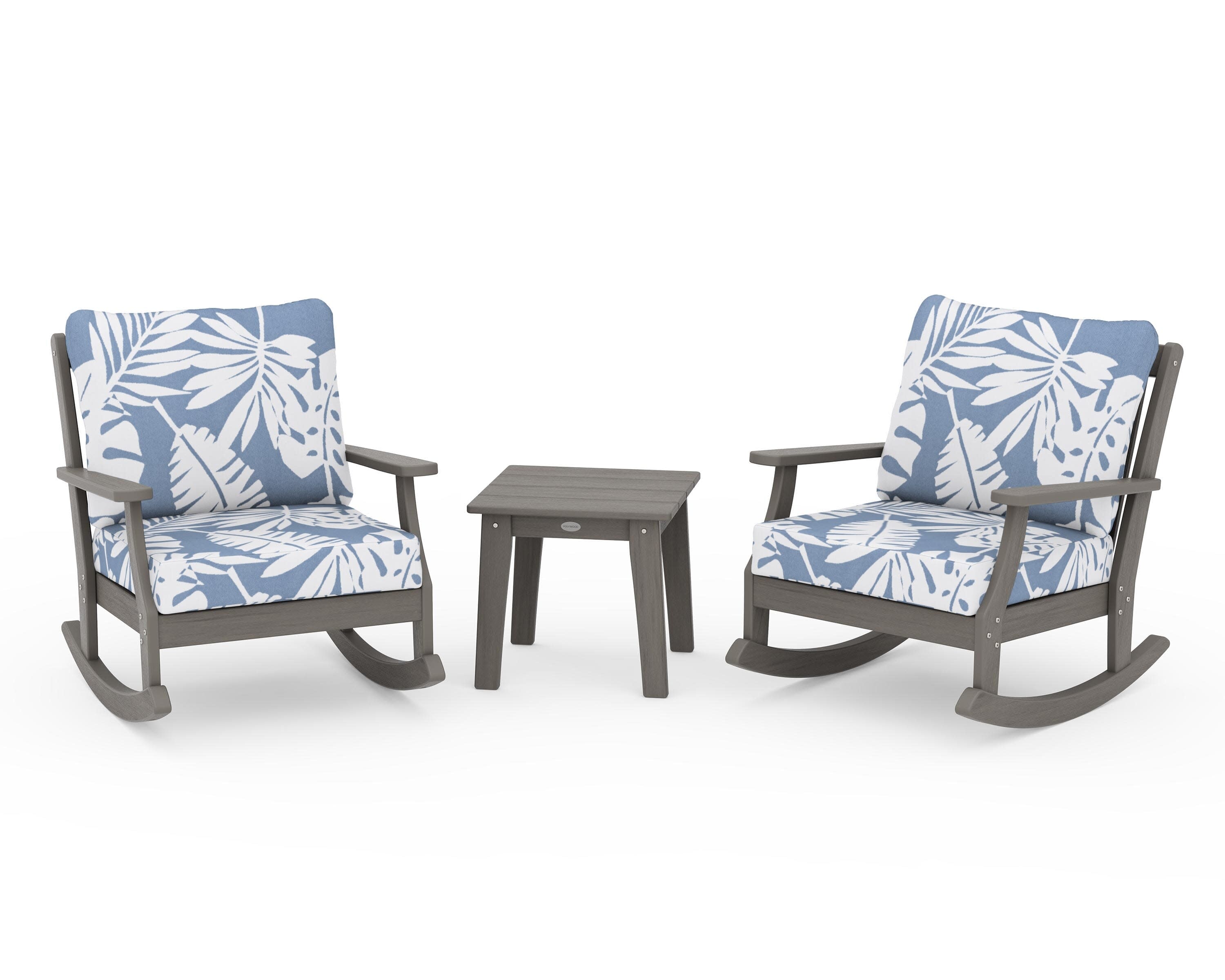 Braxton 3-Piece Deep Seating Rocker Set in Driftwood / Leaf Sky Blue