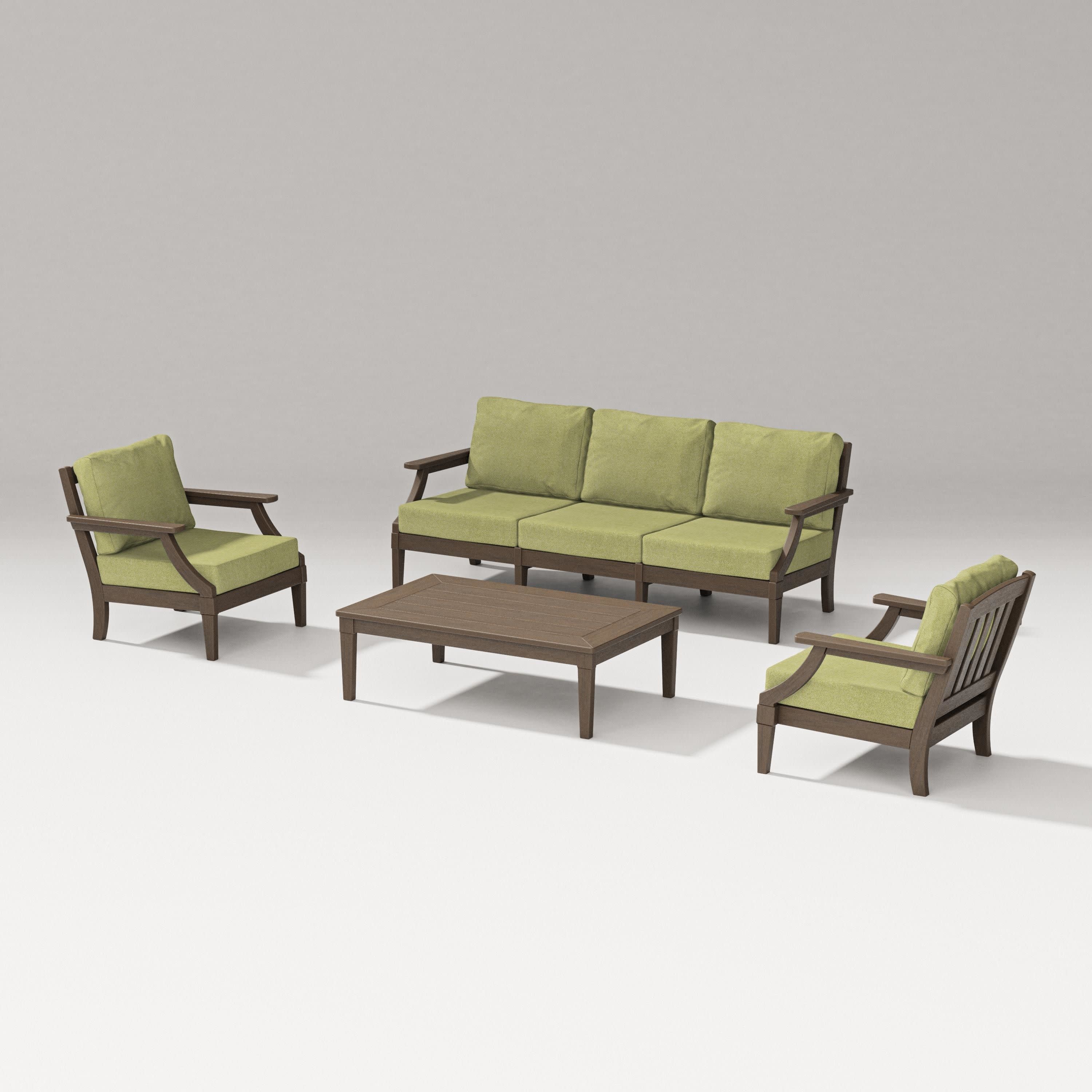 Estate 4-Piece Lounge Sofa Set in Kona / Chartreuse Boucle
