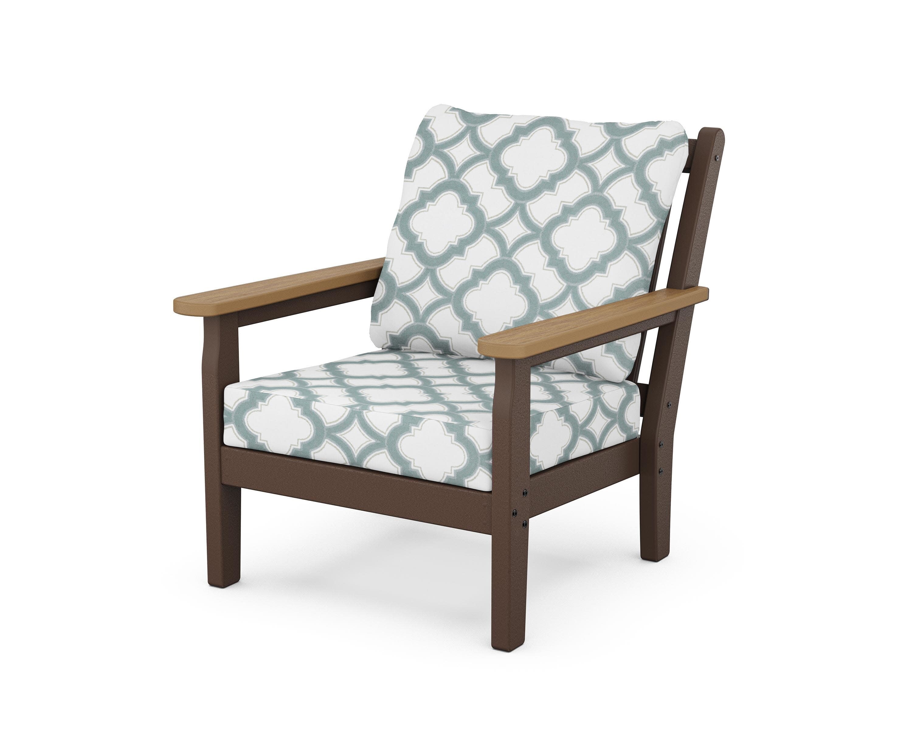 Chippendale Deep Seating Chair in Mahogany / Natural / Trellis Glacier Spa