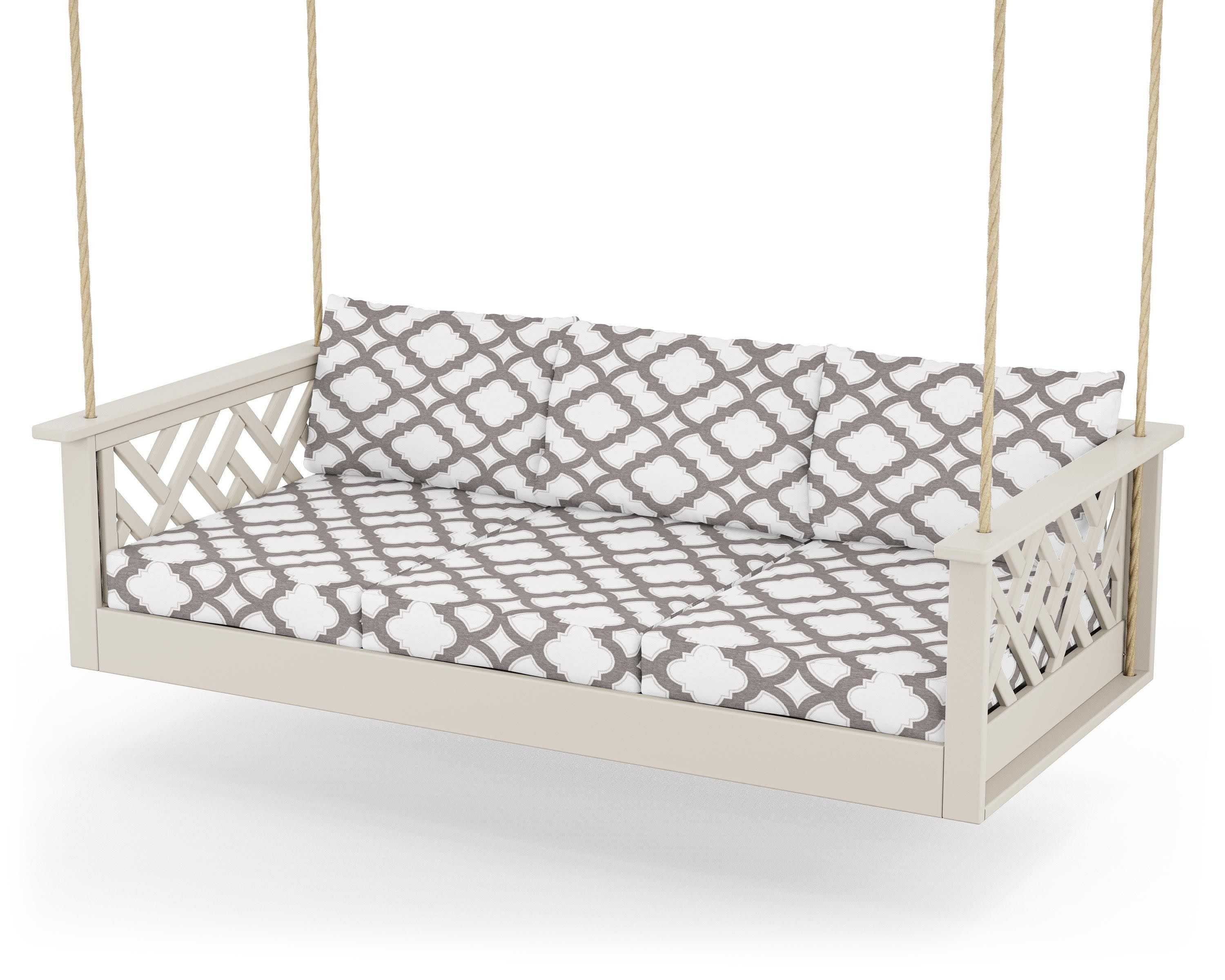 Chippendale Daybed Swing in Sand / Trellis Grey Mist