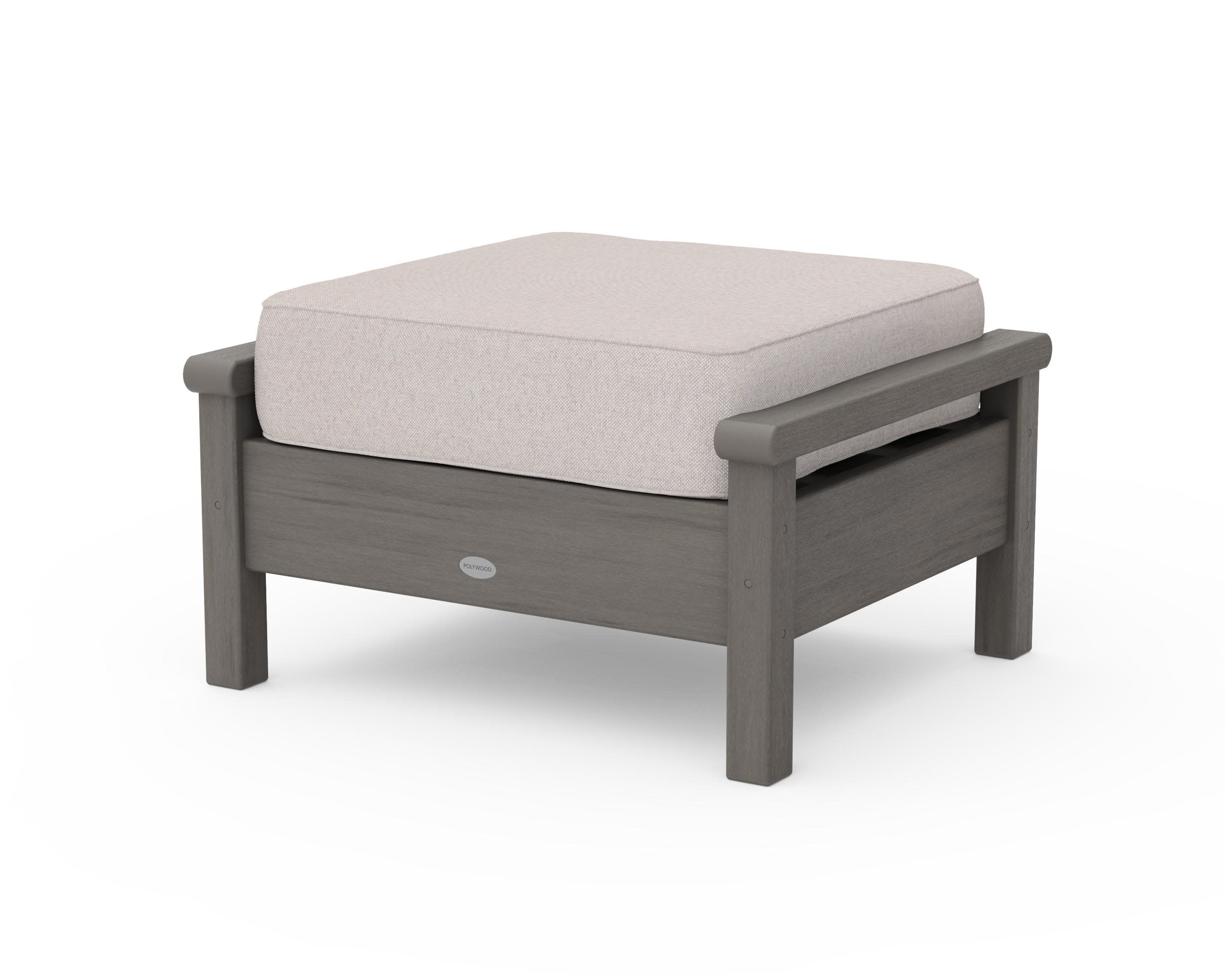 Harbour Deep Seating Ottoman in Driftwood / Dune Burlap