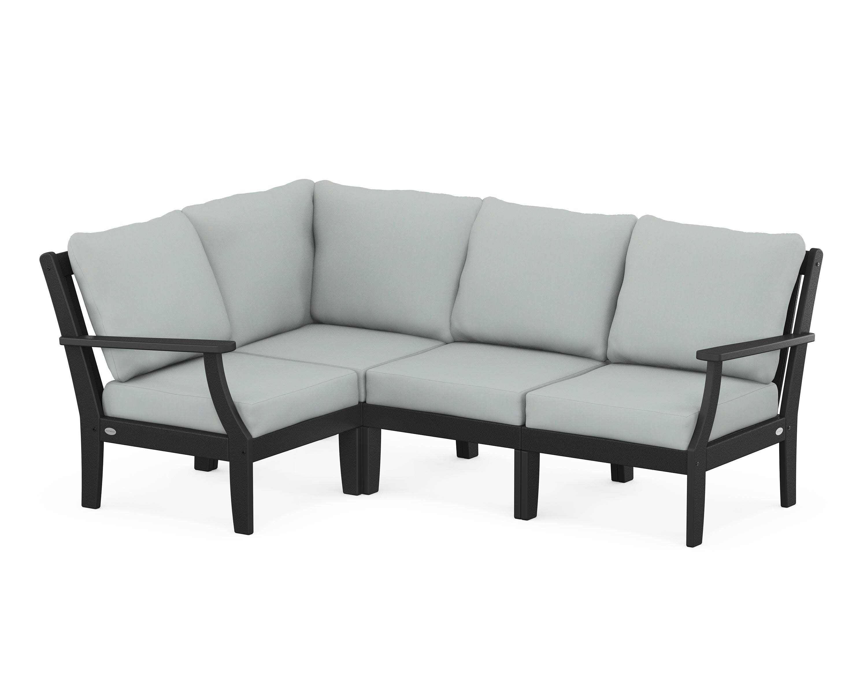 Braxton Modular 4-Piece Deep Seating Set in Black / Spa
