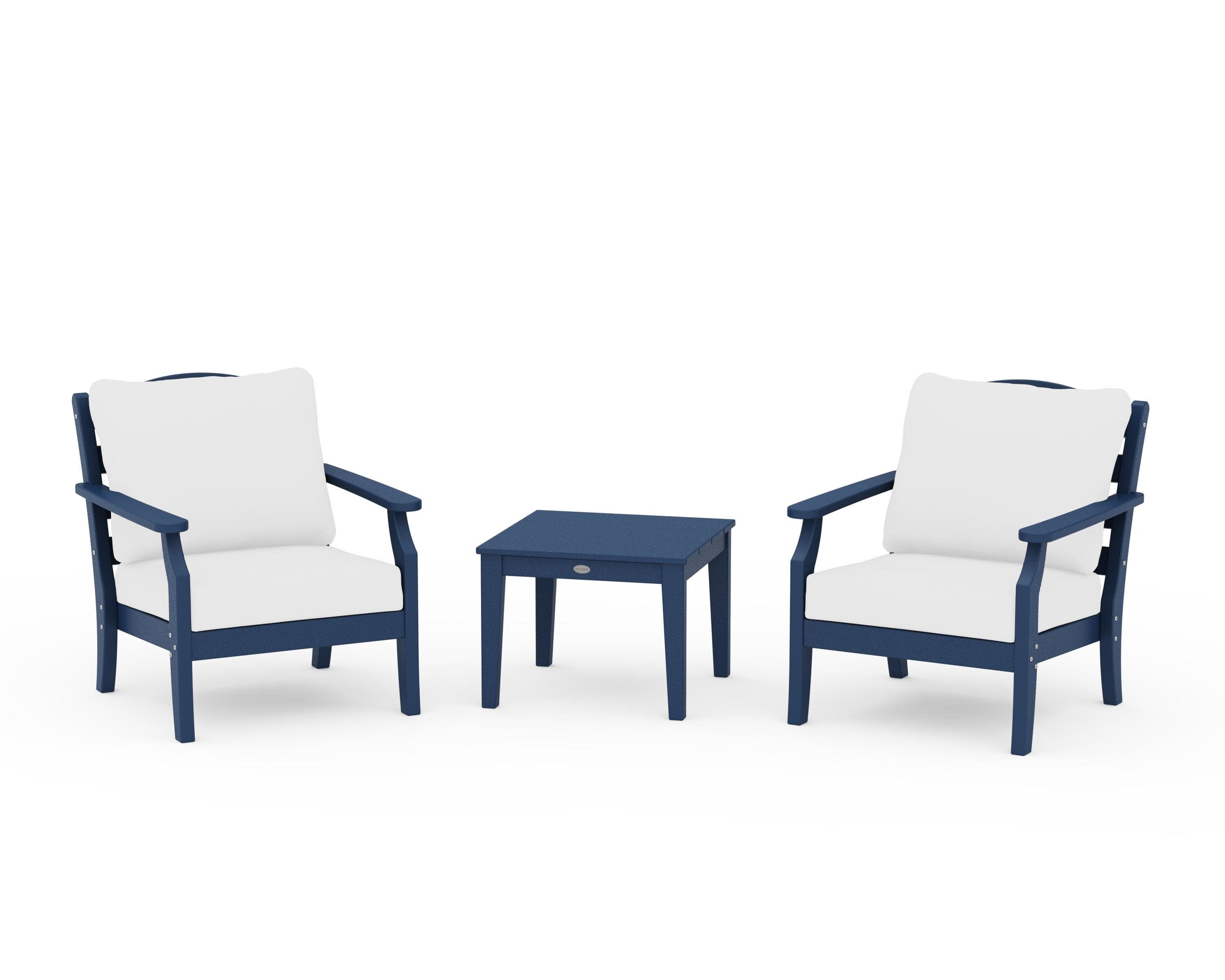 Savannah 3-Piece Deep Seating Set in Navy / Natural