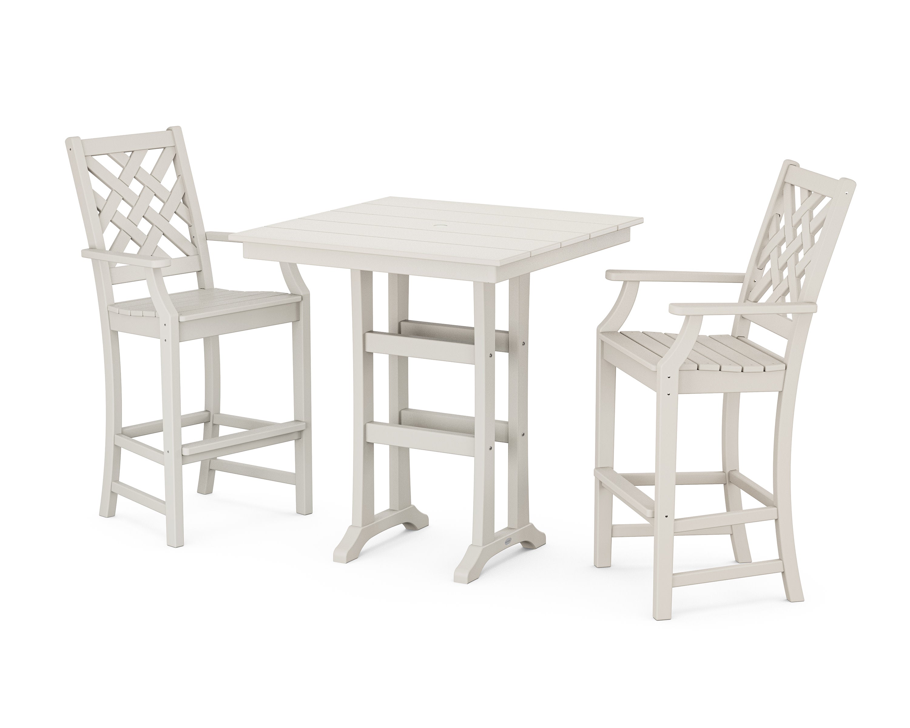 Wovendale 3-Piece Farmhouse Bar Set with Trestle Legs in Sand