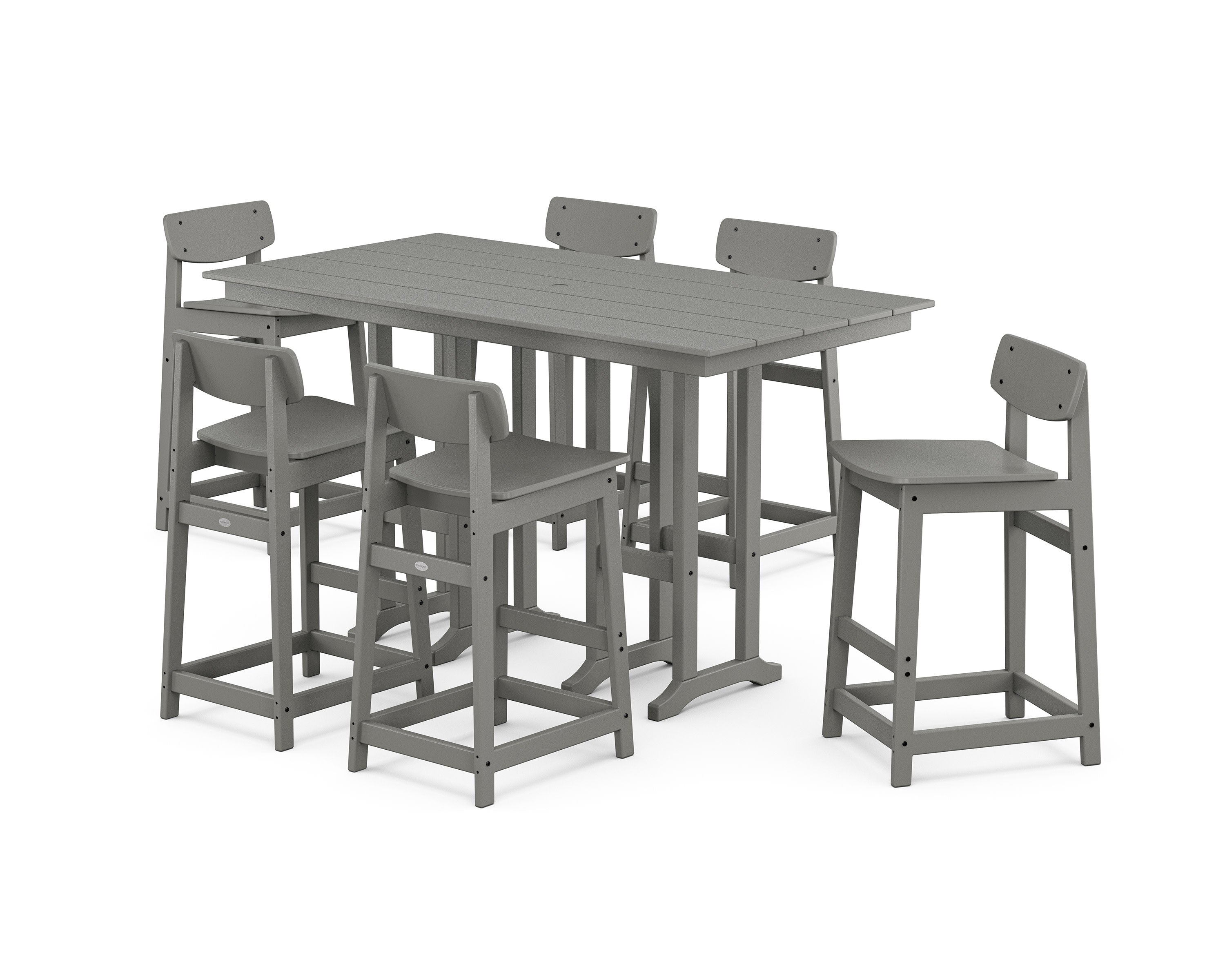 Modern Studio Urban Lowback Bar Chair 7-Piece Set in Slate Grey