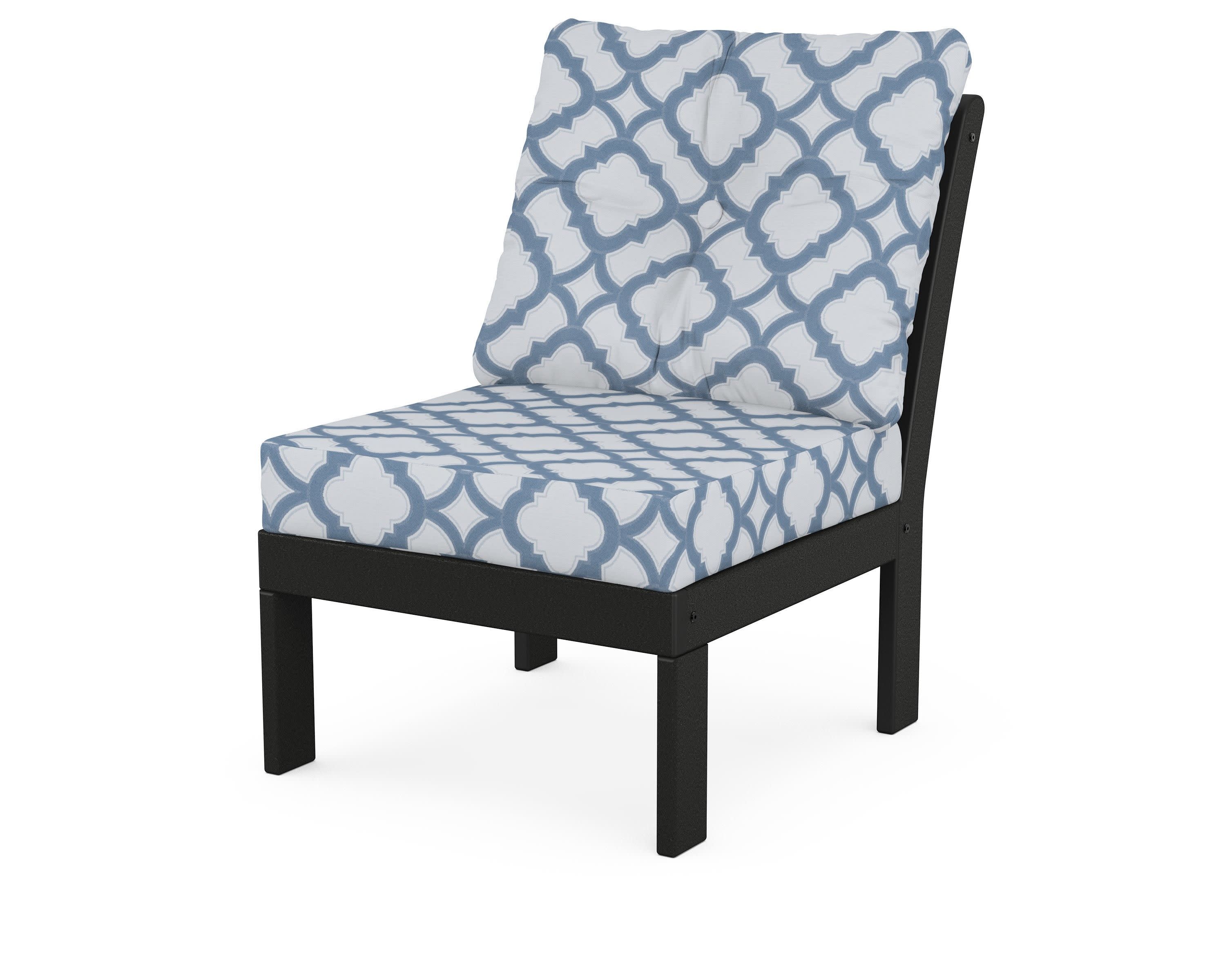 Vineyard Modular Armless Chair in Black / Trellis Sky Blue
