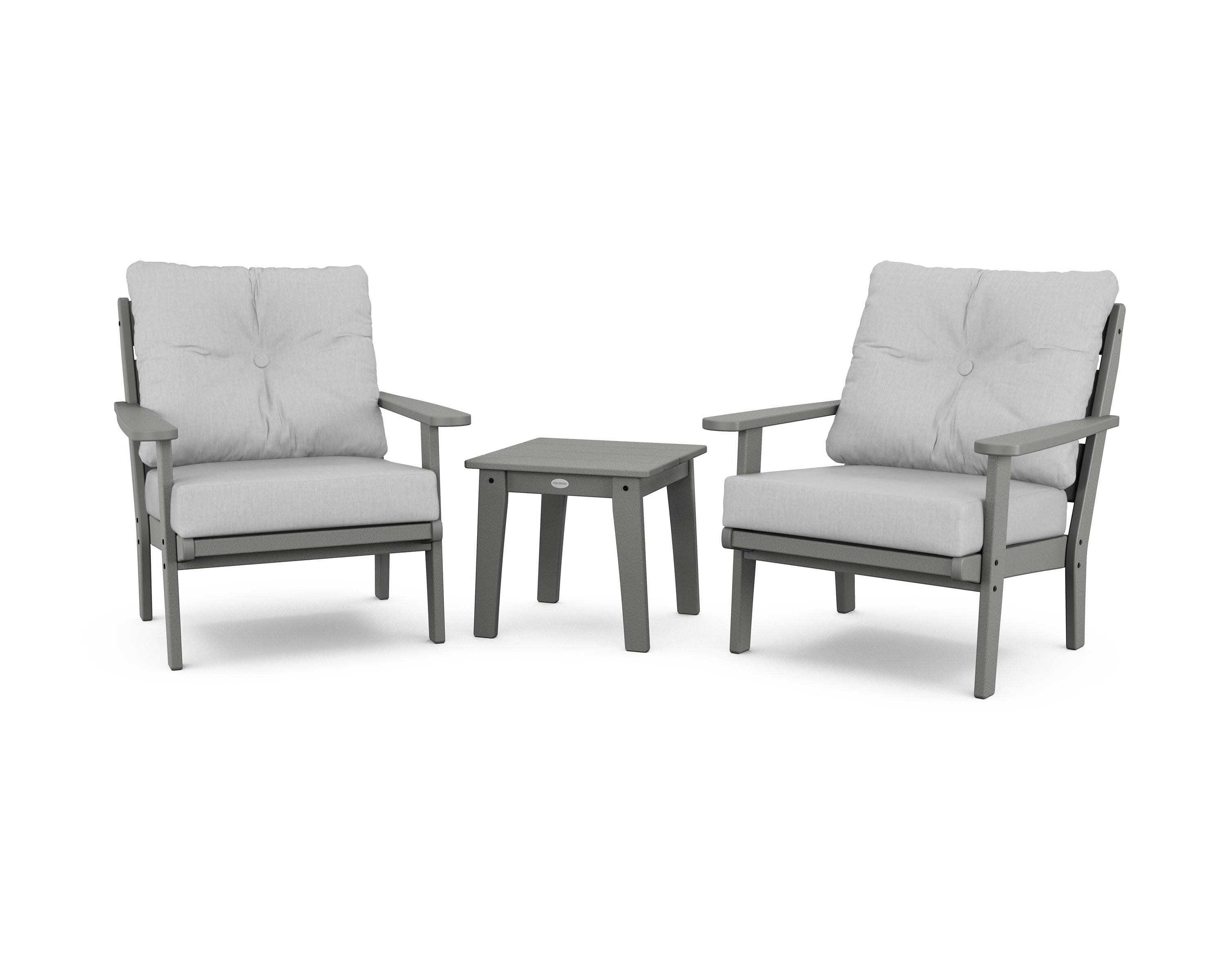 Lakeside 3-Piece Deep Seating Chair Set in Slate Grey / Granite