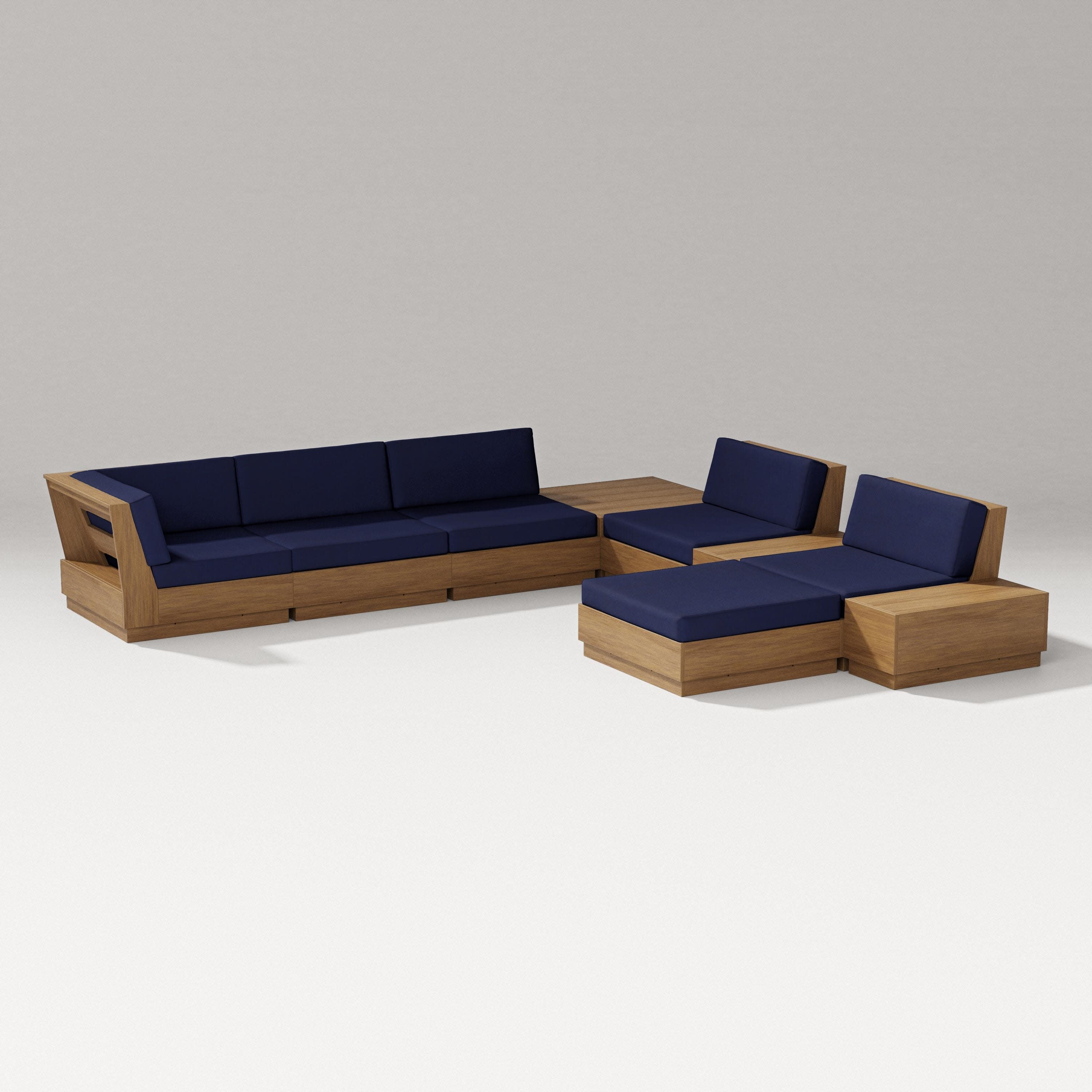 Elevate 9-Piece Conversation Sectional in Natural / Navy