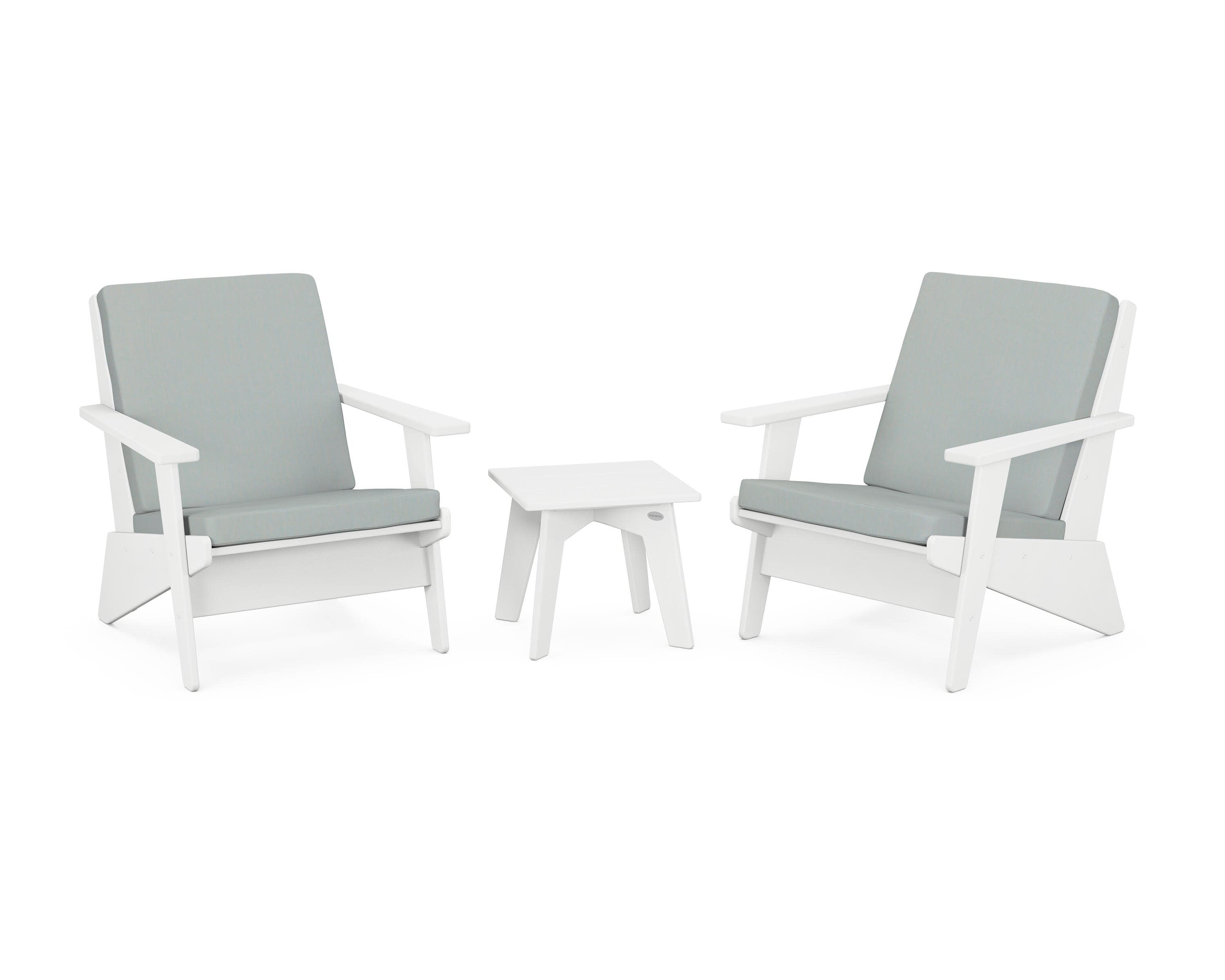 Riviera Modern Lounge 3-Piece Set in White / Spa