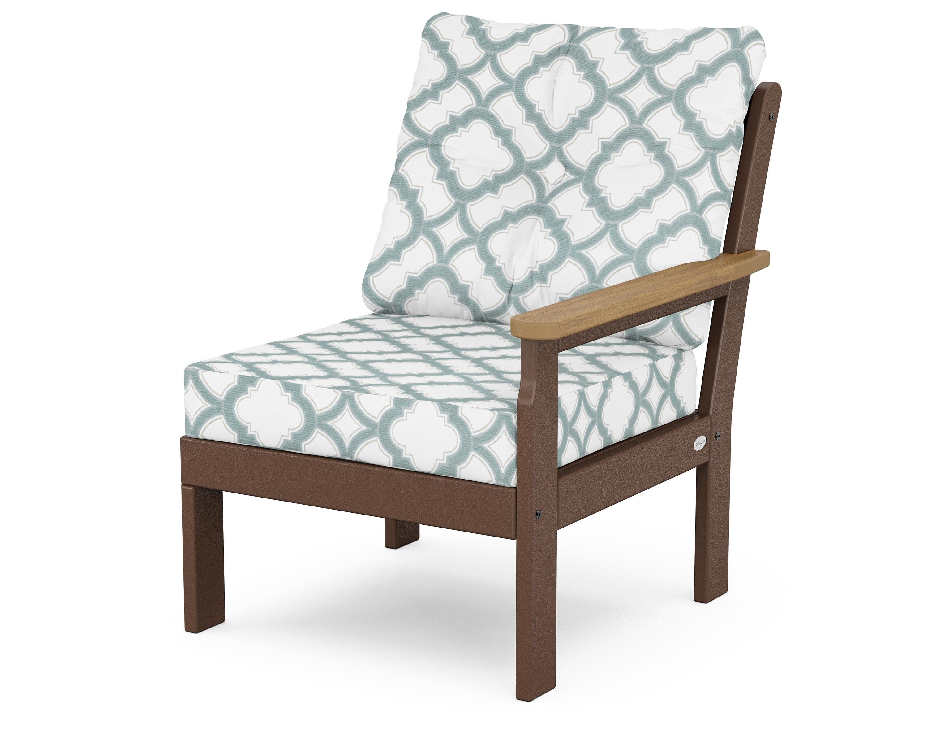 Vineyard Modular Right Arm Chair in Mahogany / Natural / Trellis Glacier Spa