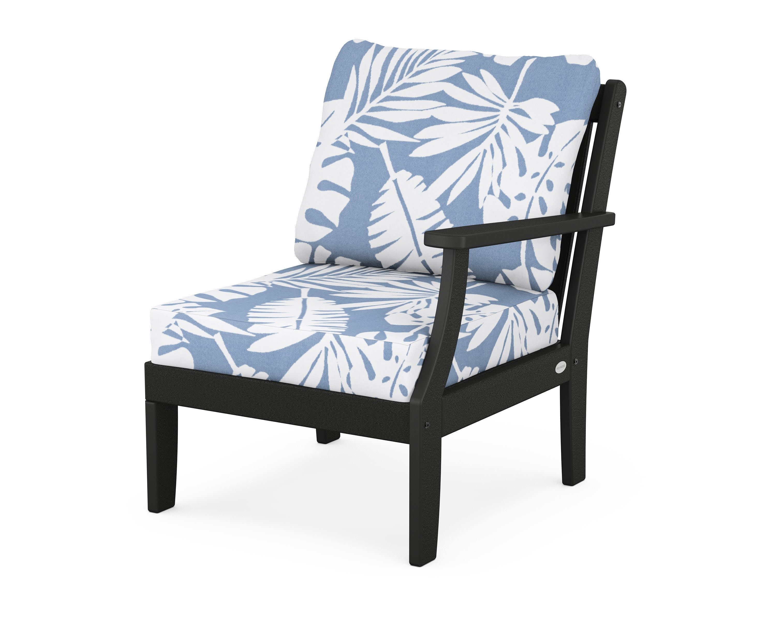 Braxton Modular Right Arm Chair in Black / Leaf Sky Blue