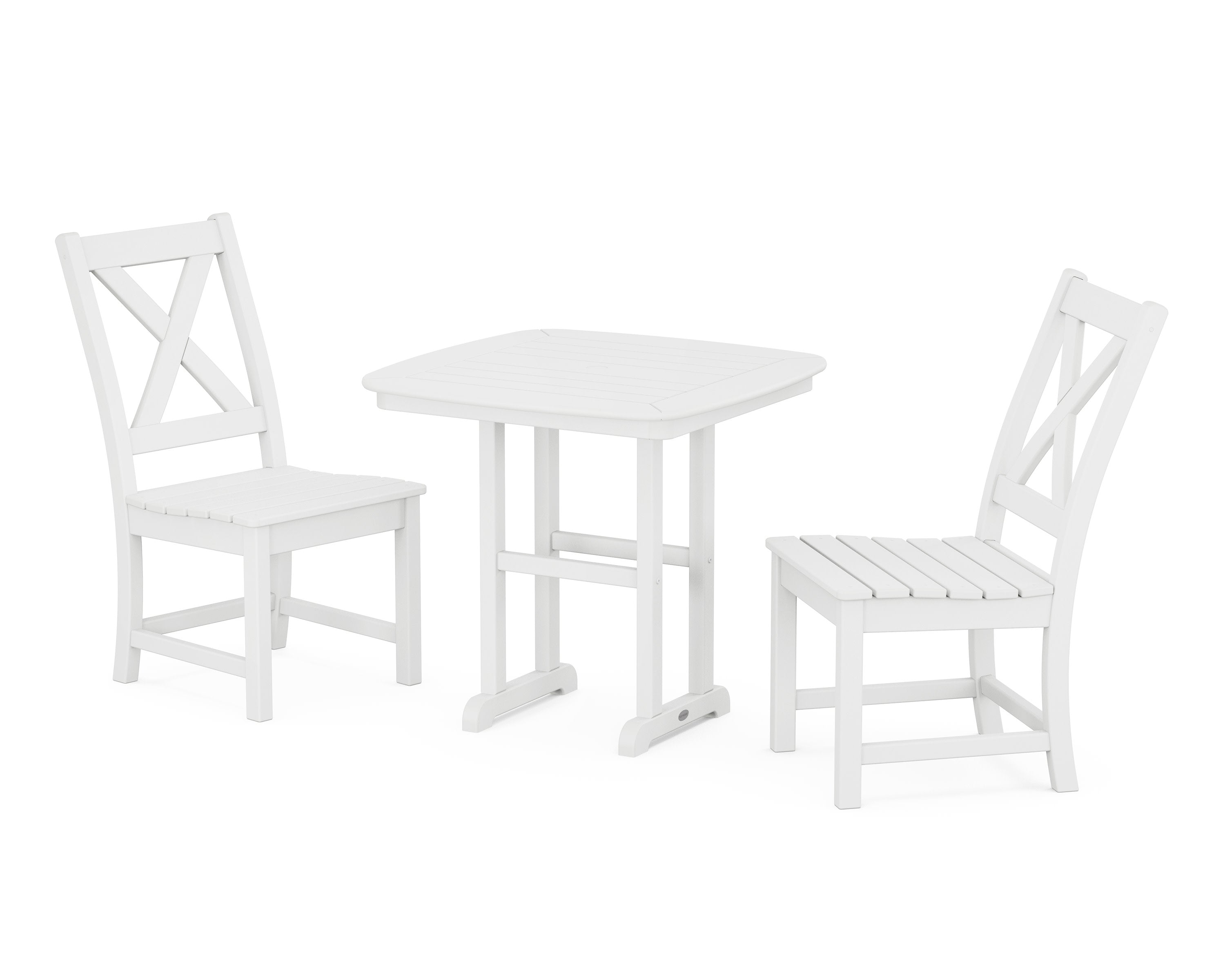Braxton Side Chair 3-Piece Dining Set in White