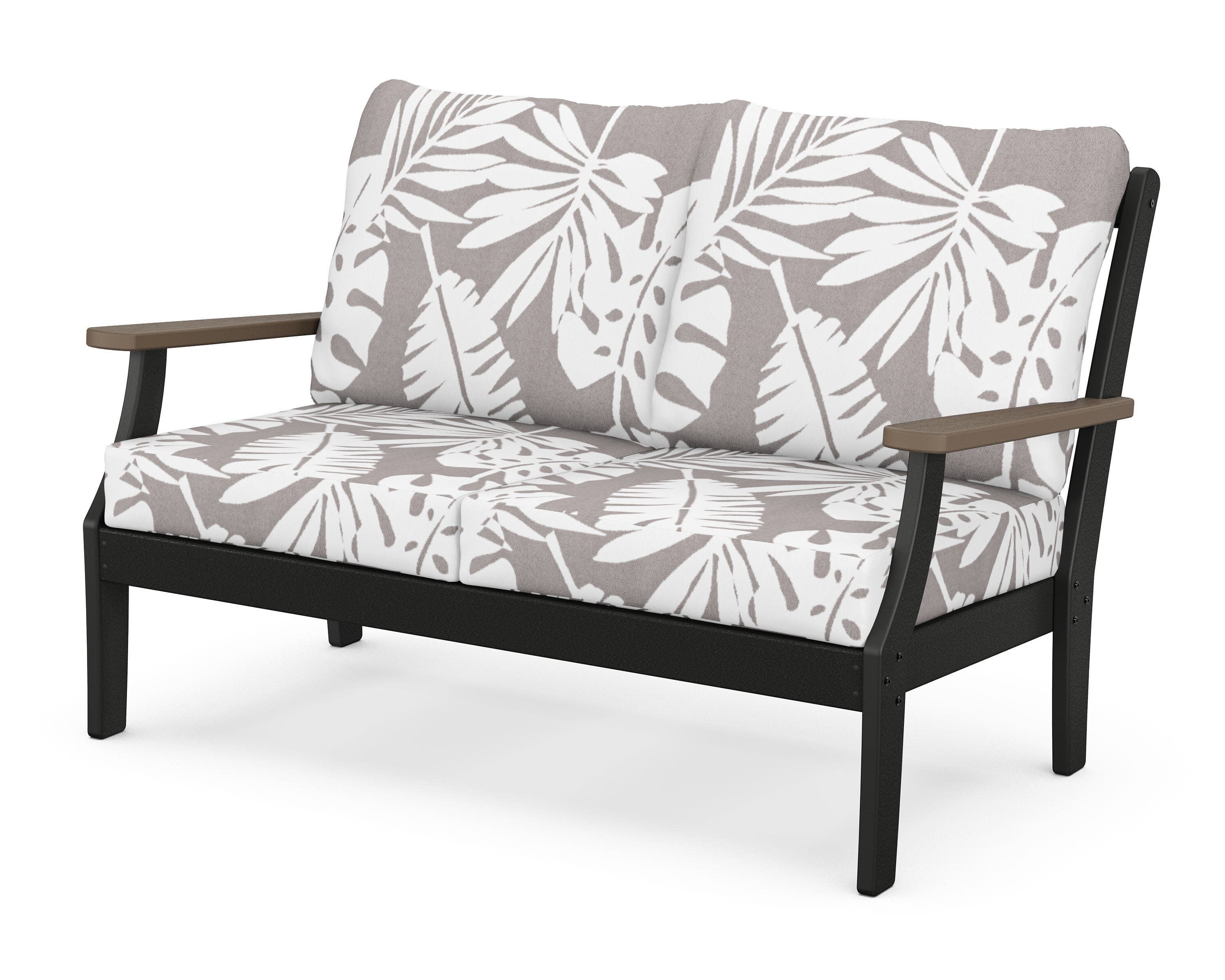 Braxton Deep Seating Loveseat in Black / Kona / Leaf Grey Mist