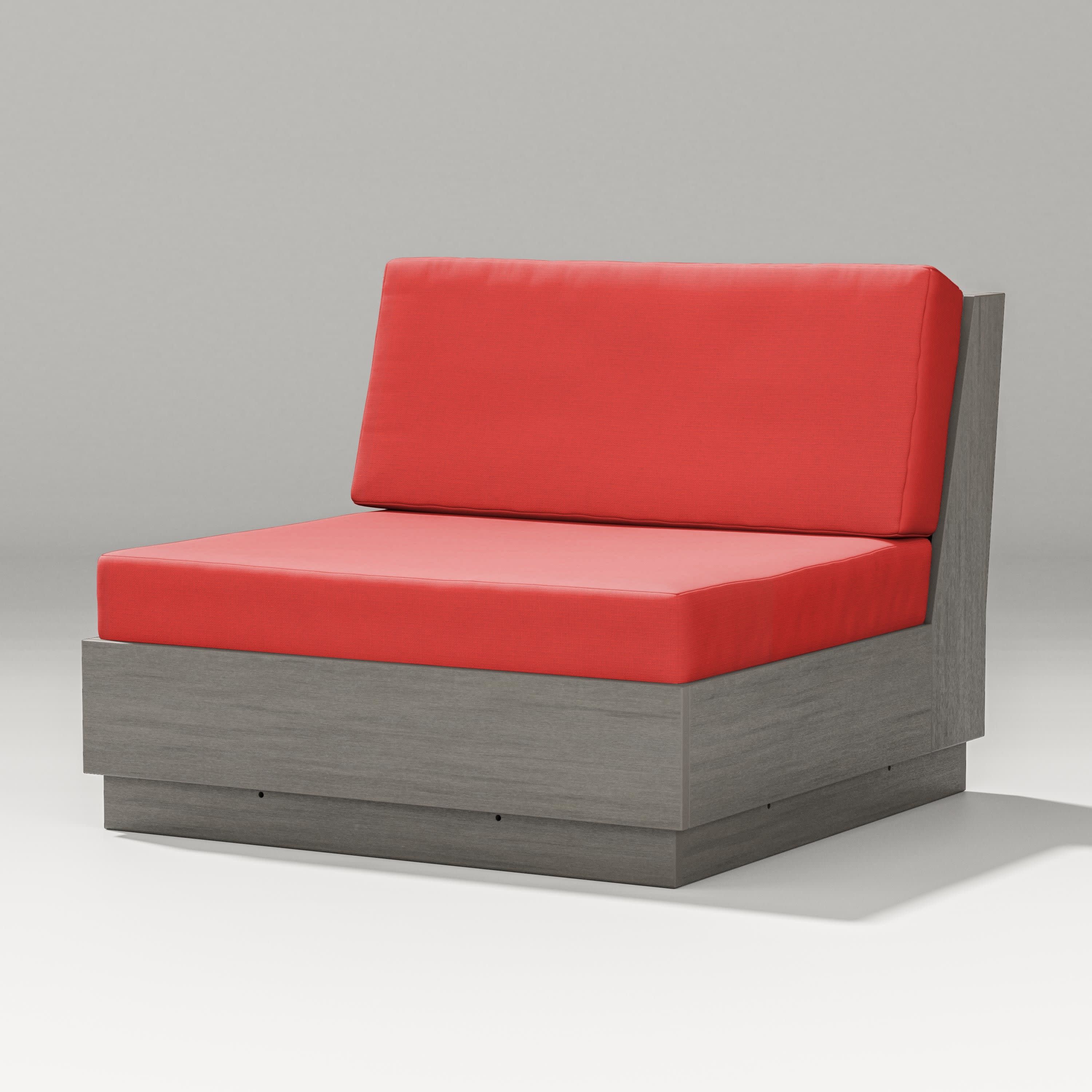 Elevate Modular Armless Chair in Driftwood / Crimson Linen