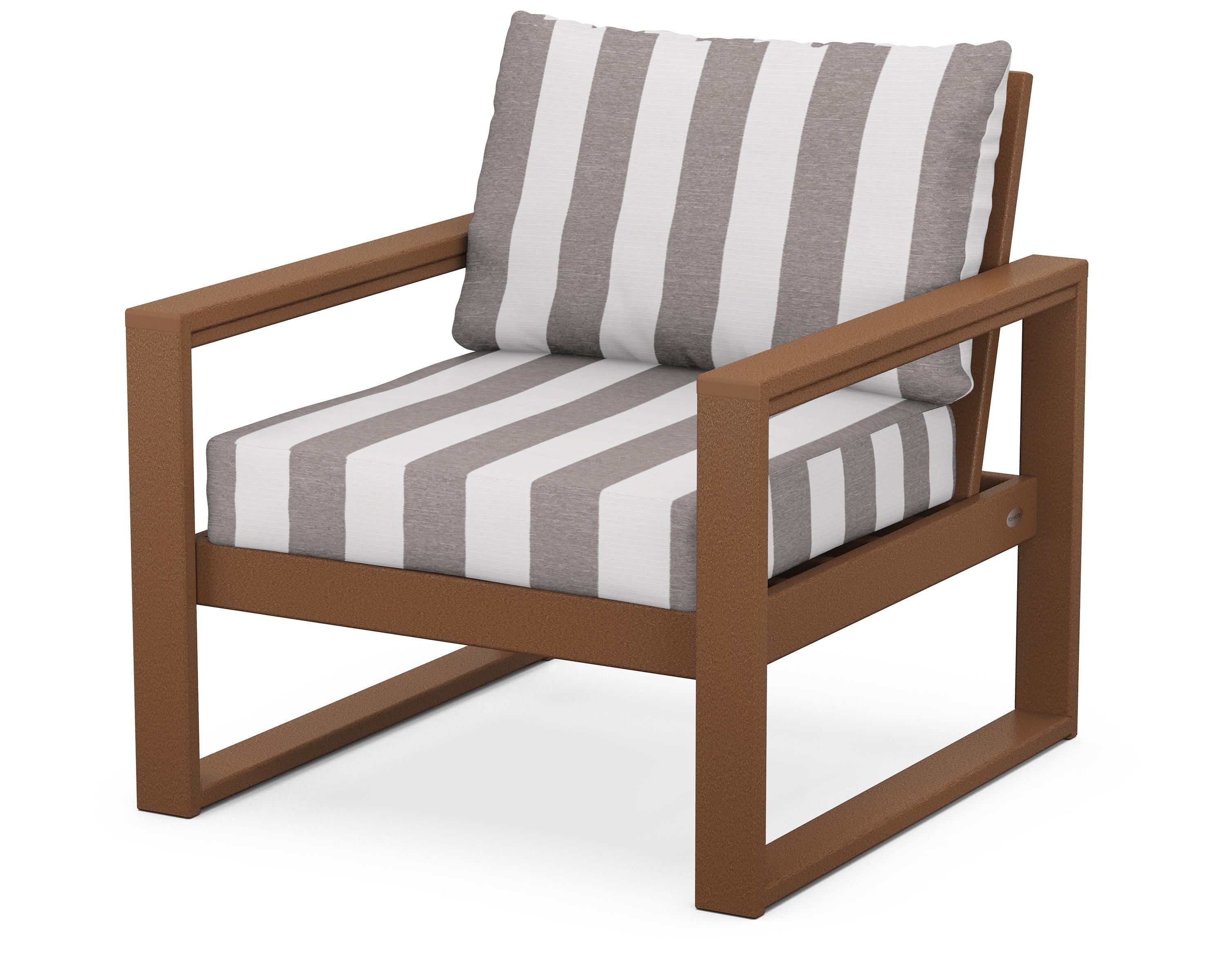 EDGE Club Chair in Teak / Cabana Stripe Grey Mist