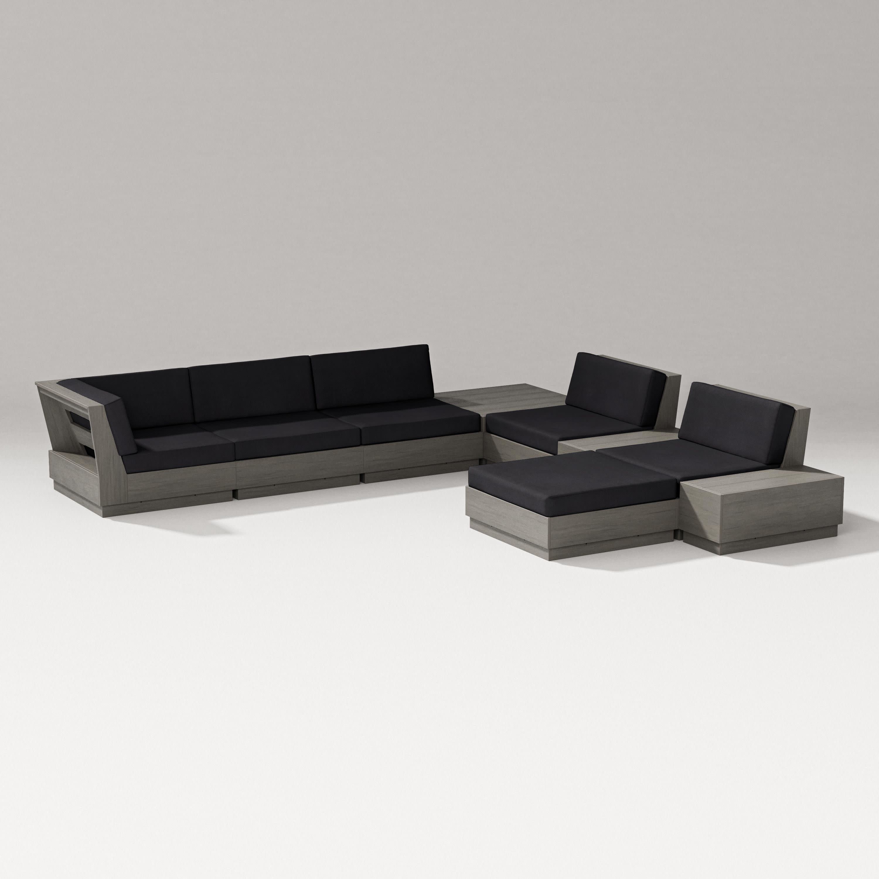 Elevate 9-Piece Conversation Sectional in Driftwood / Midnight Linen
