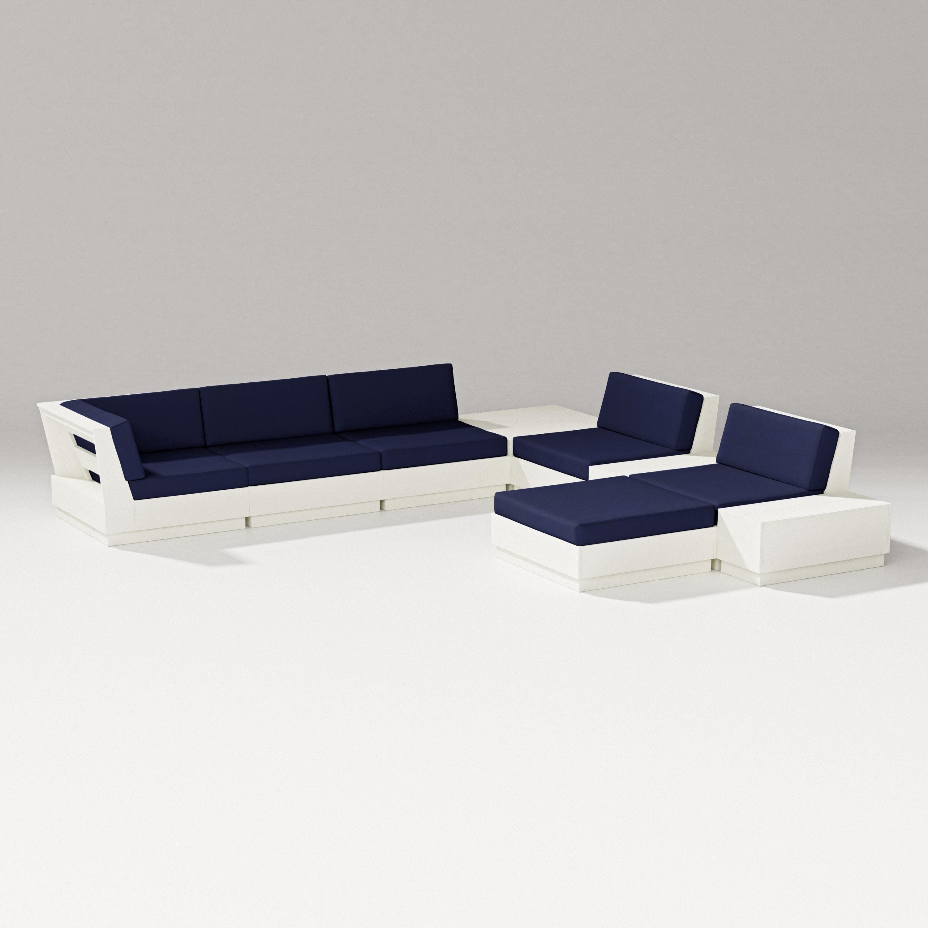 Elevate 9-Piece Conversation Sectional in Vintage White / Navy