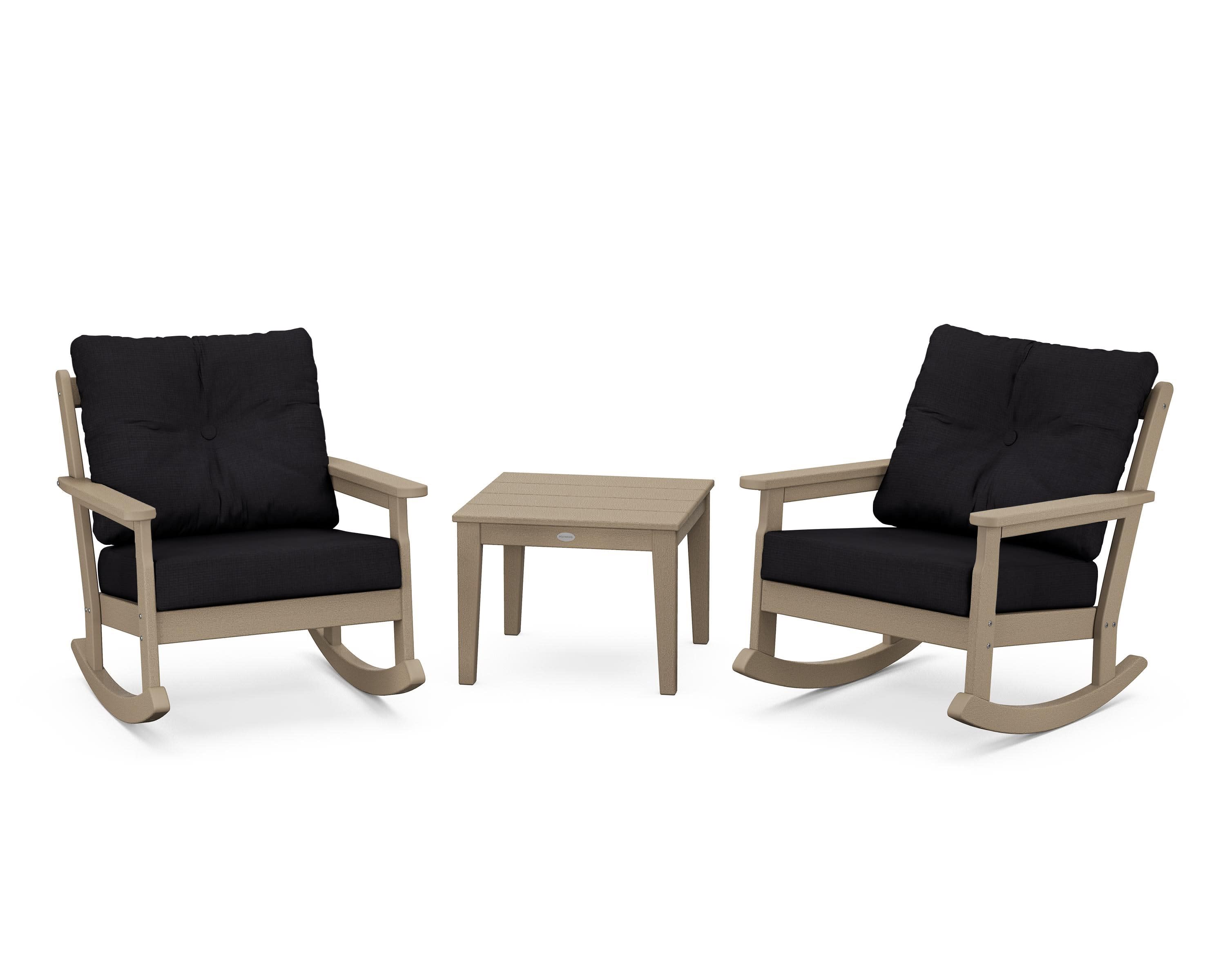 Vineyard 3-Piece Deep Seating Rocker Set in Vintage Sahara / Midnight Linen