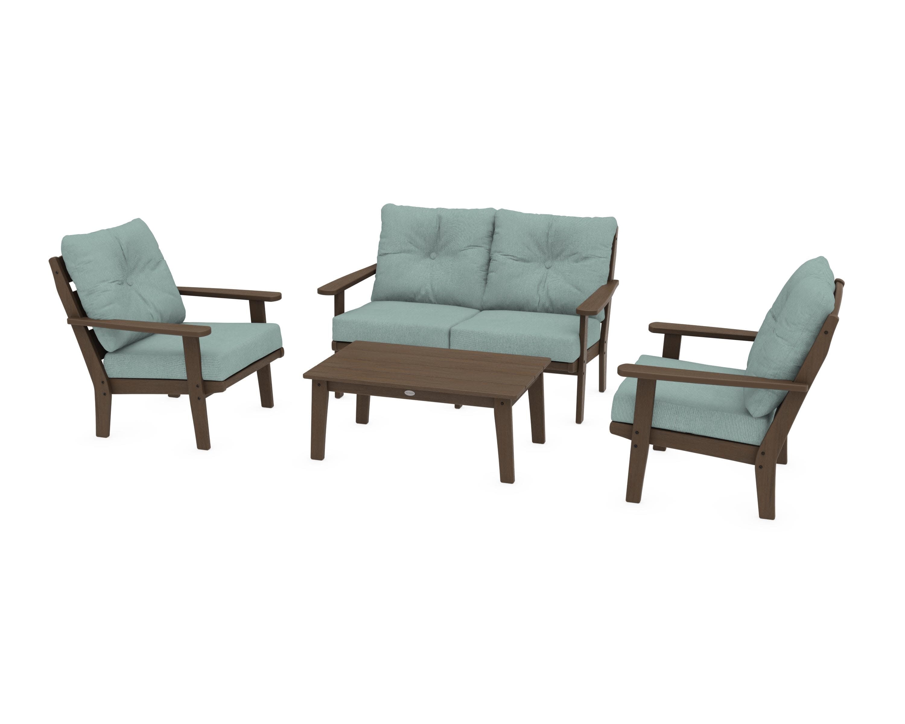 Lakeside 4-Piece Deep Seating Set in Kona / Glacier Spa