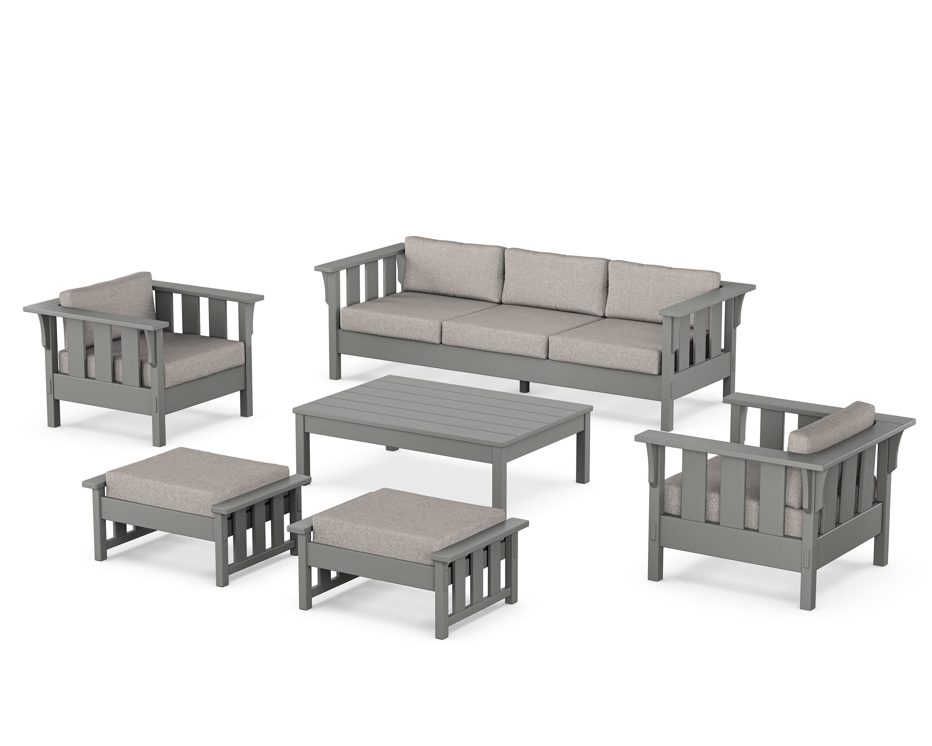 Acadia 6-Piece Lounge Sofa Set in Slate Grey / Weathered Tweed