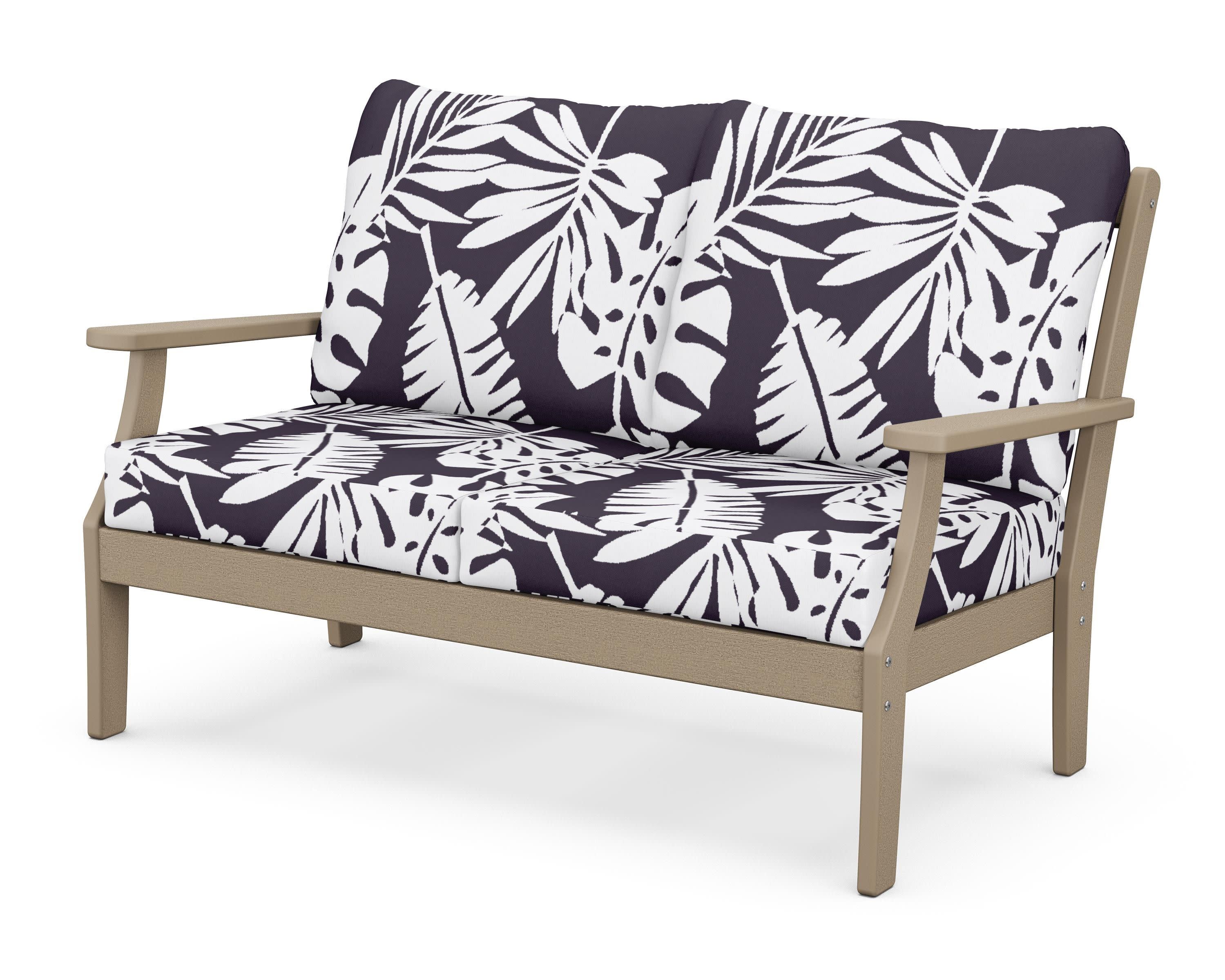 Braxton Deep Seating Loveseat in Vintage Sahara / Leaf Navy
