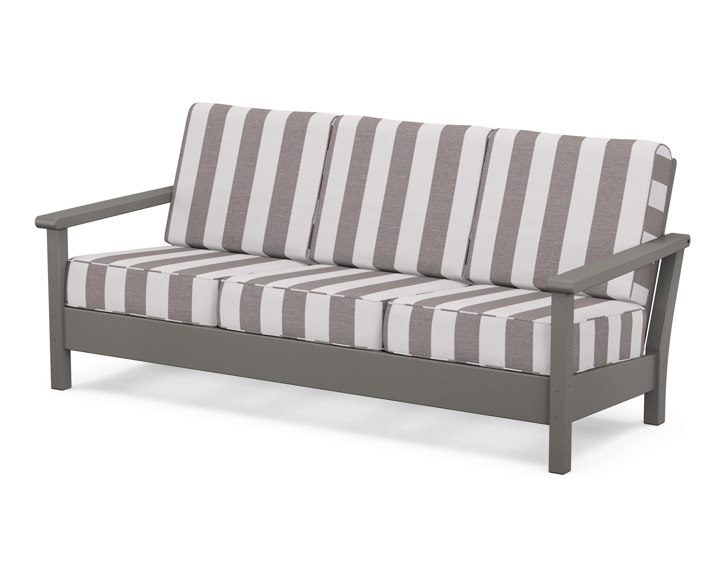 Harbour Deep Seating Sofa in Slate Grey / Cabana Stripe Grey Mist