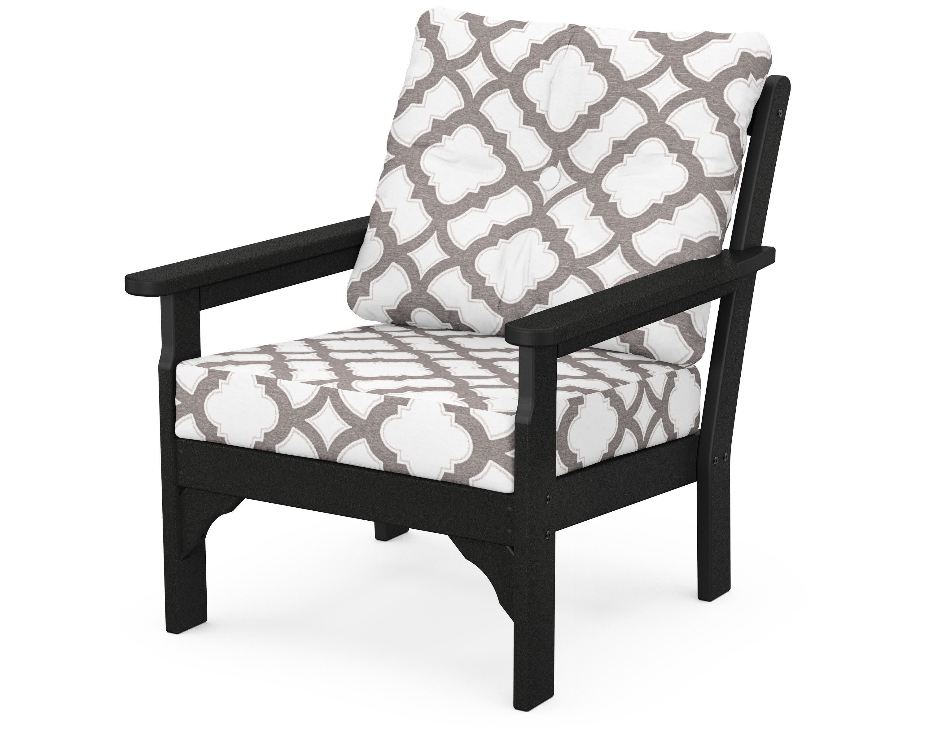 Vineyard Deep Seating Chair in Black / Trellis Grey Mist