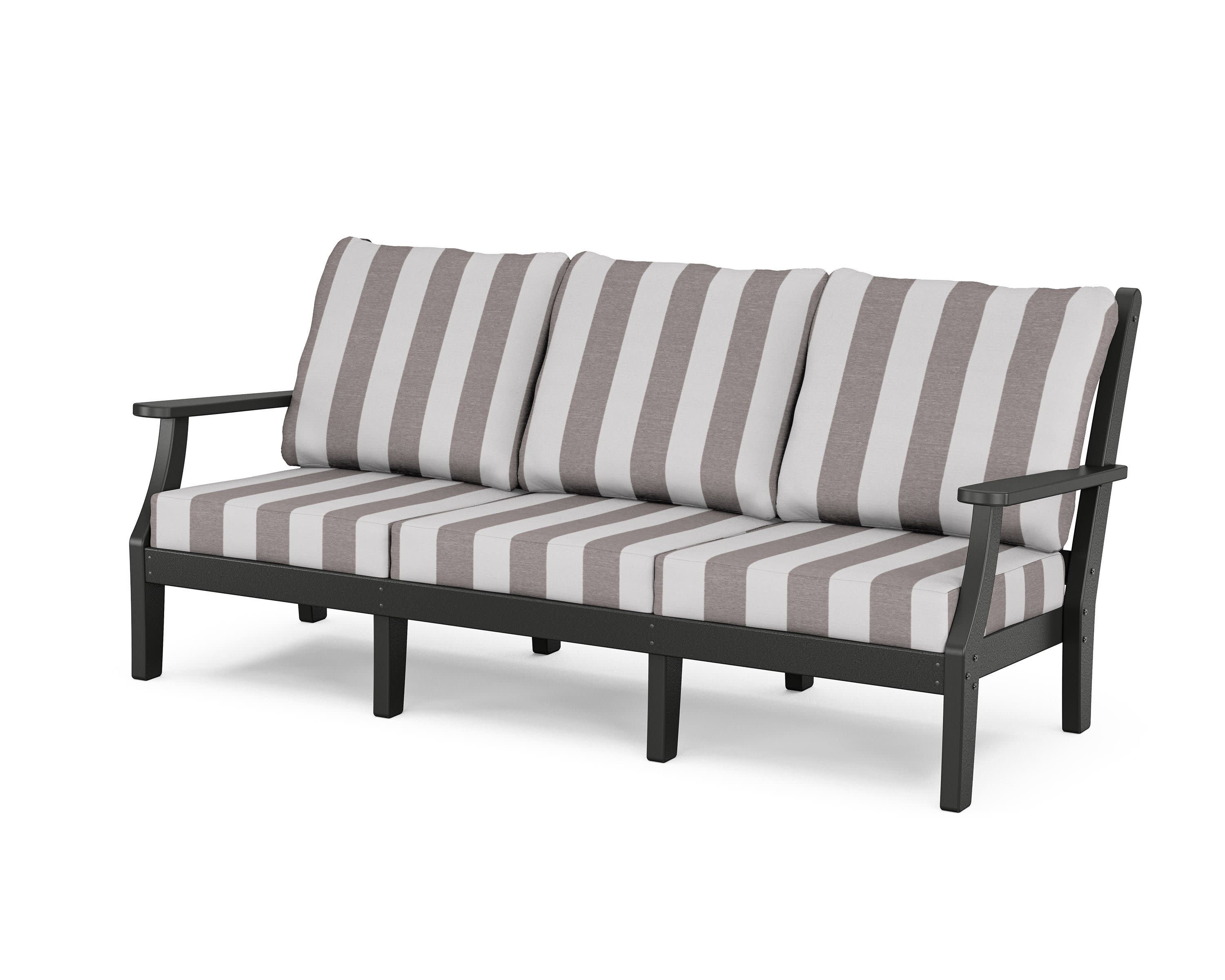 Wovendale Deep Seating Sofa in Black / Cabana Stripe Grey Mist