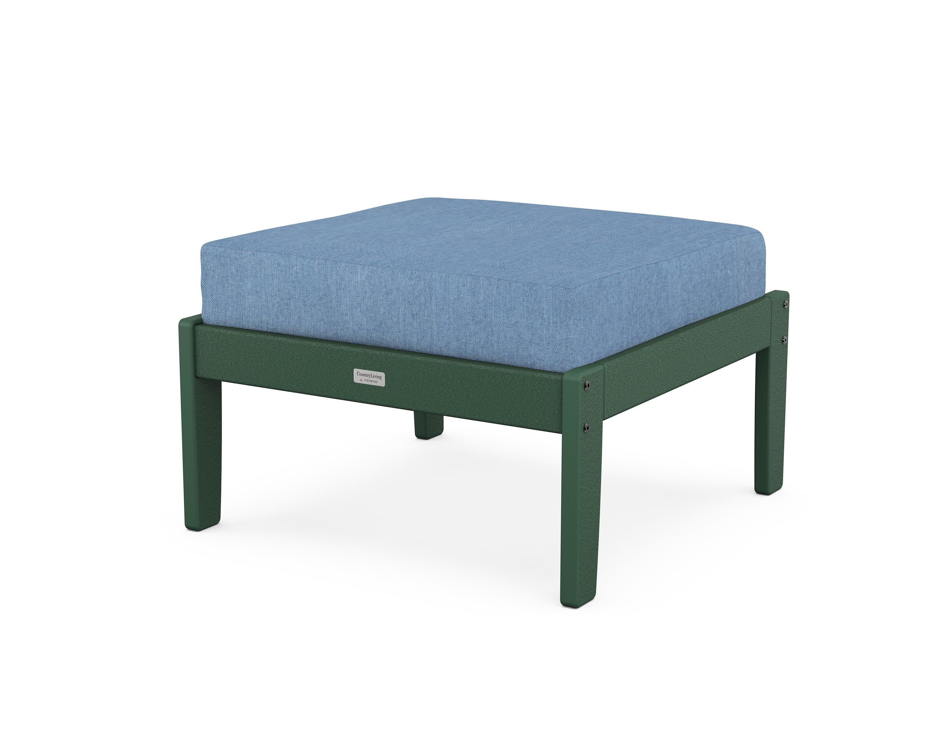 Cottage Deep Seating Ottoman in Green / Sky Blue