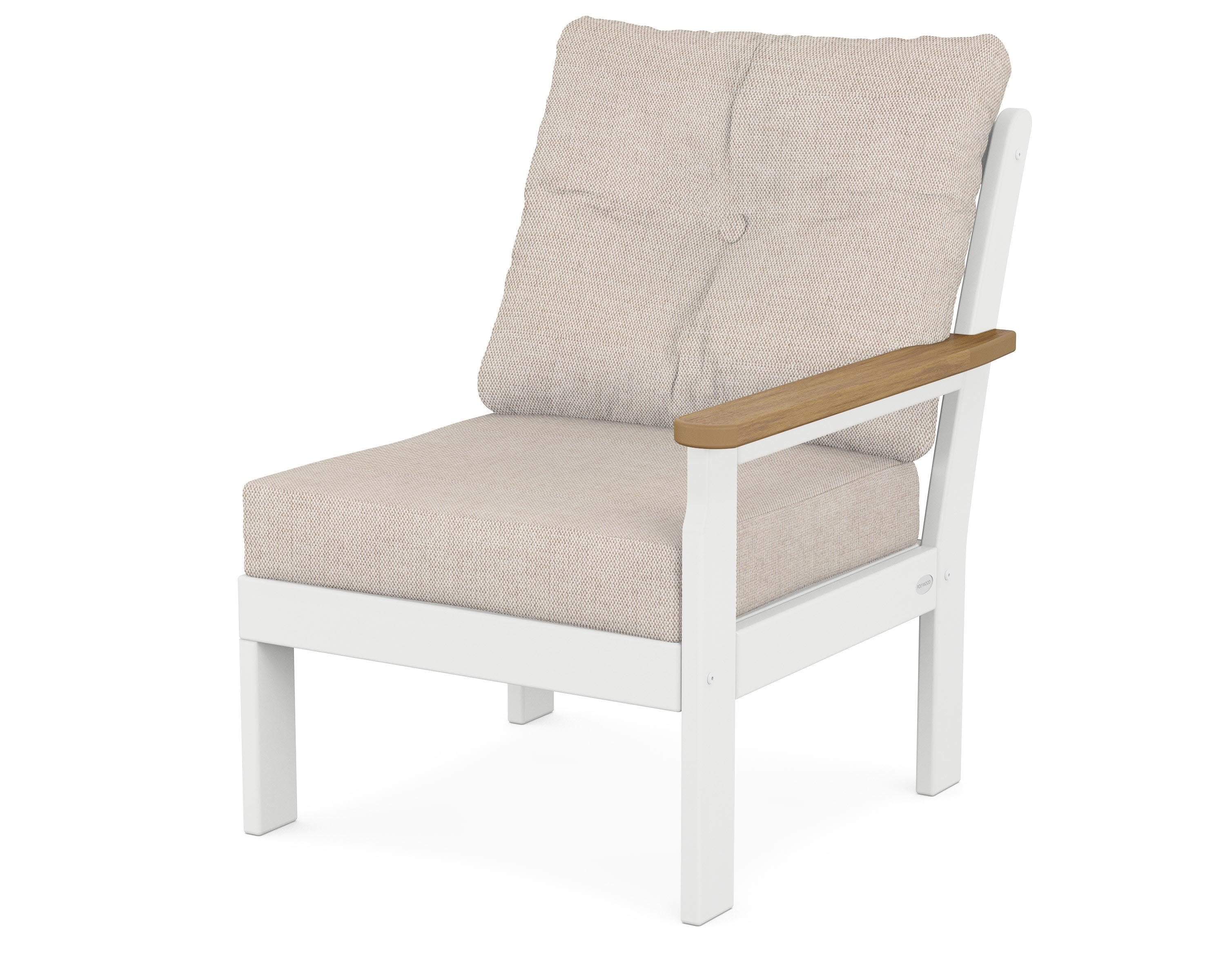 Vineyard Modular Right Arm Chair in White / Natural / Blend Linen
