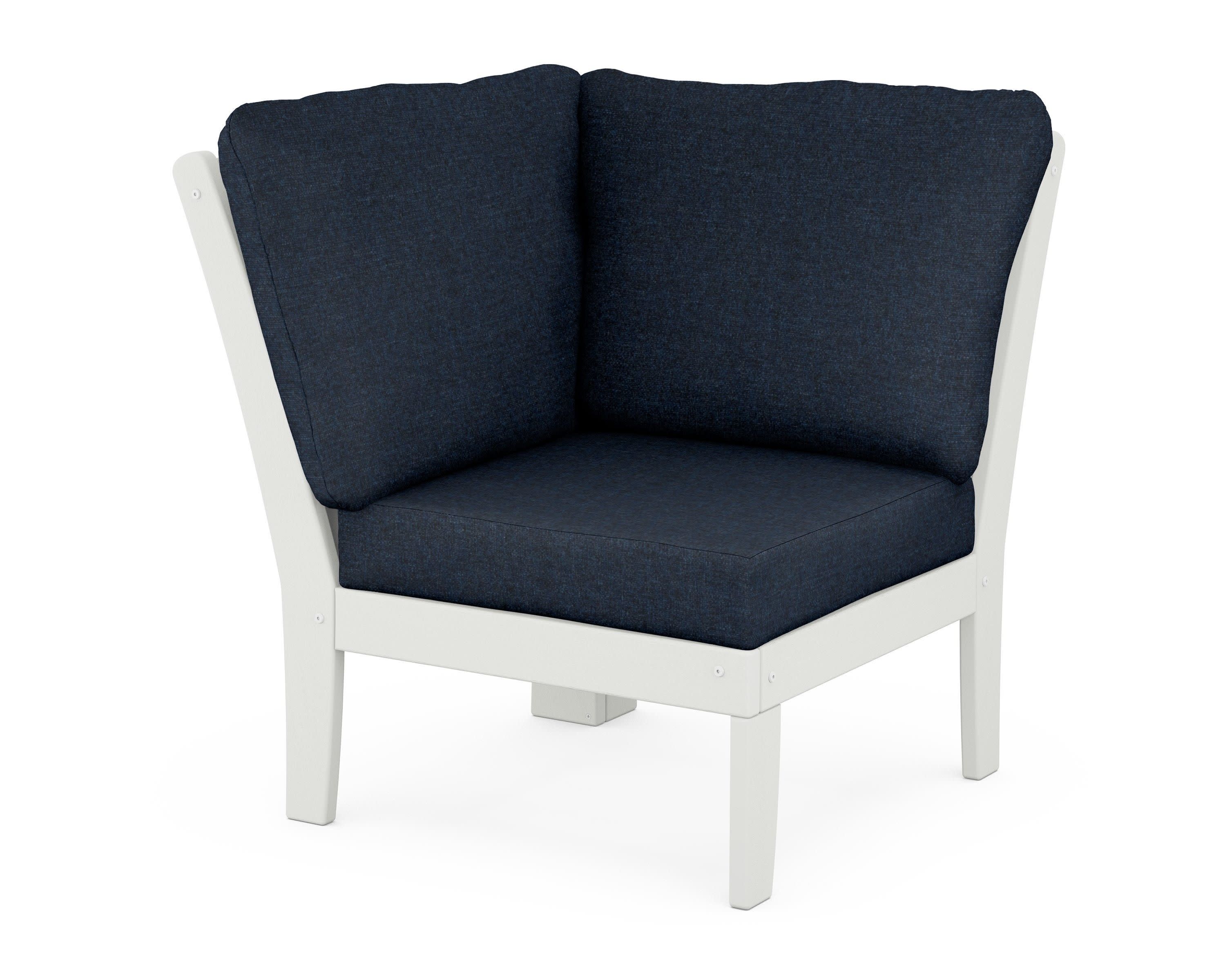 Braxton Modular Corner Chair in Vintage White / Marine Indigo