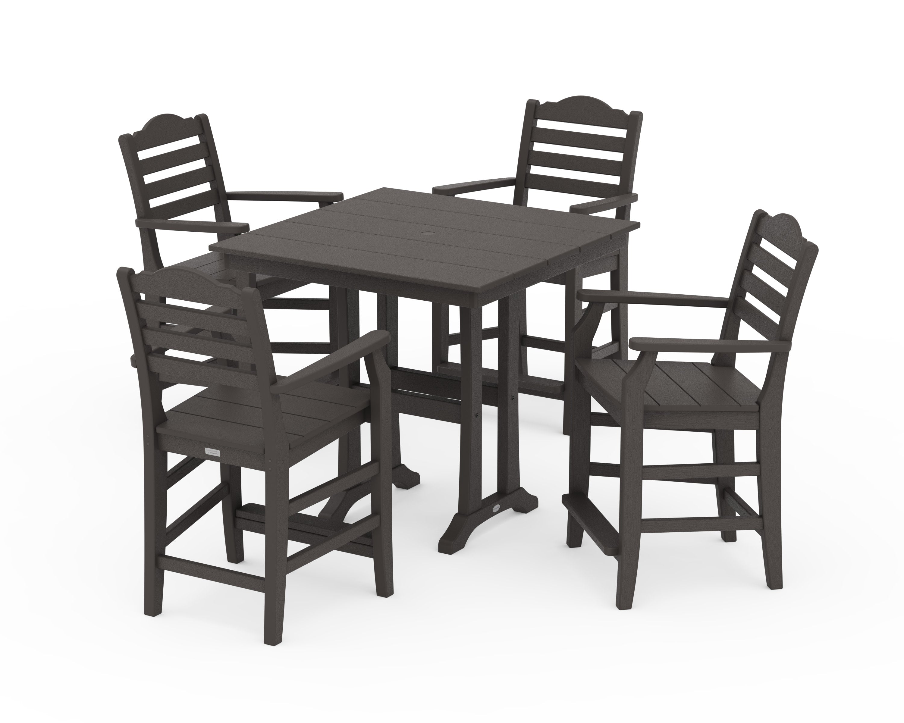 Savannah 5-Piece Farmhouse Counter Set with Trestle Legs in Vintage Coffee