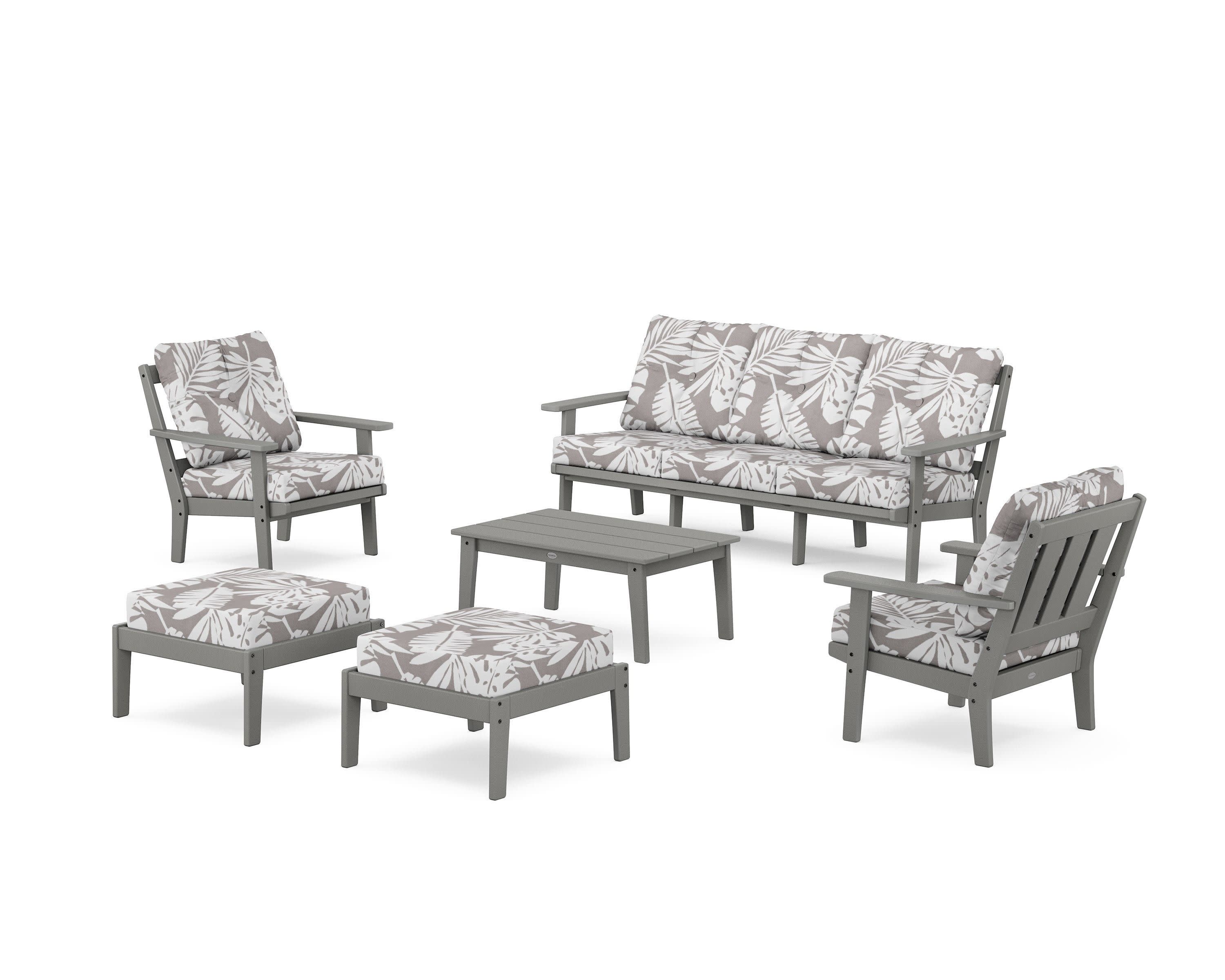 Oxford 6-Piece Lounge Sofa Set in Slate Grey / Leaf Grey Mist