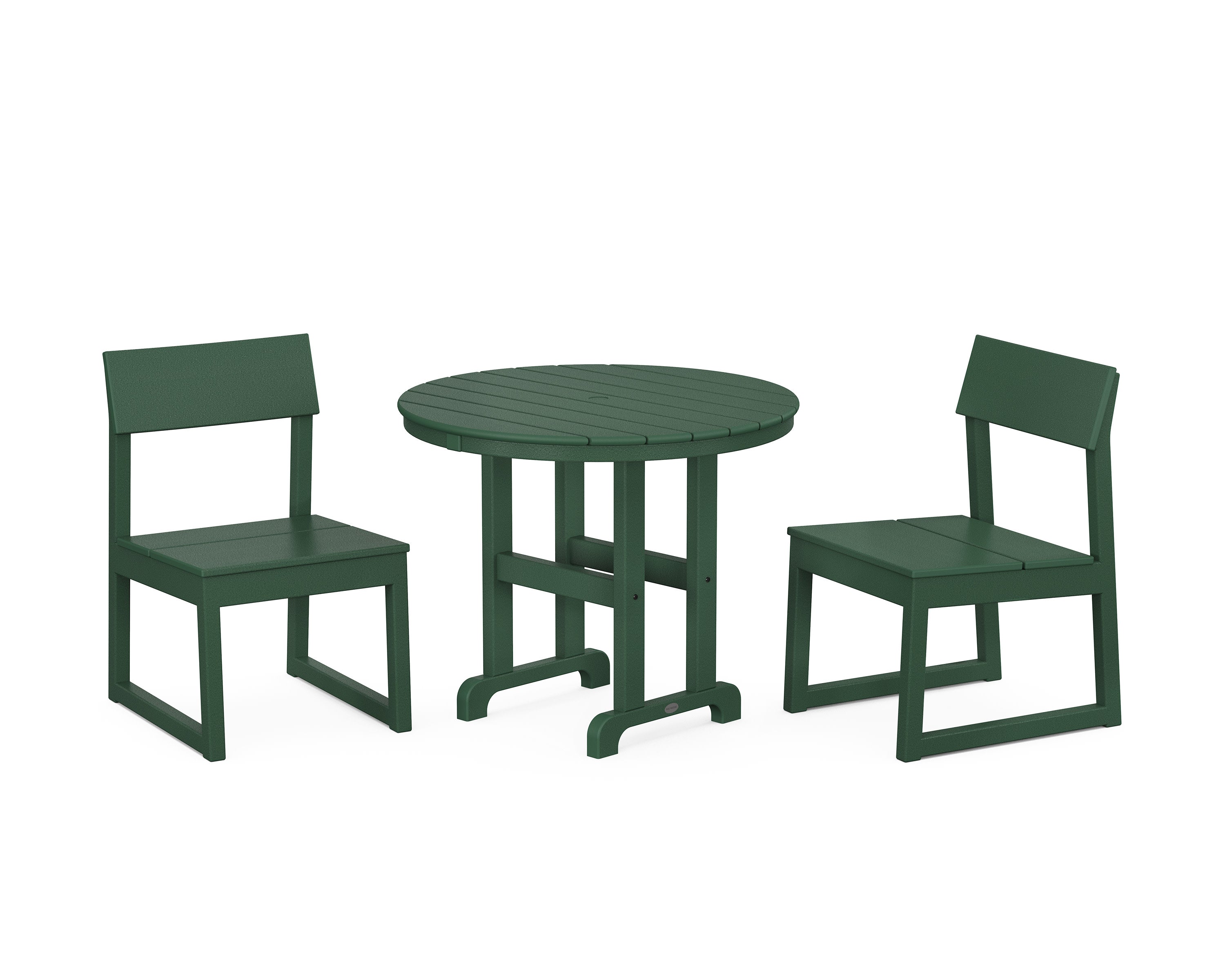 EDGE Side Chair 3-Piece Round Dining Set in Green