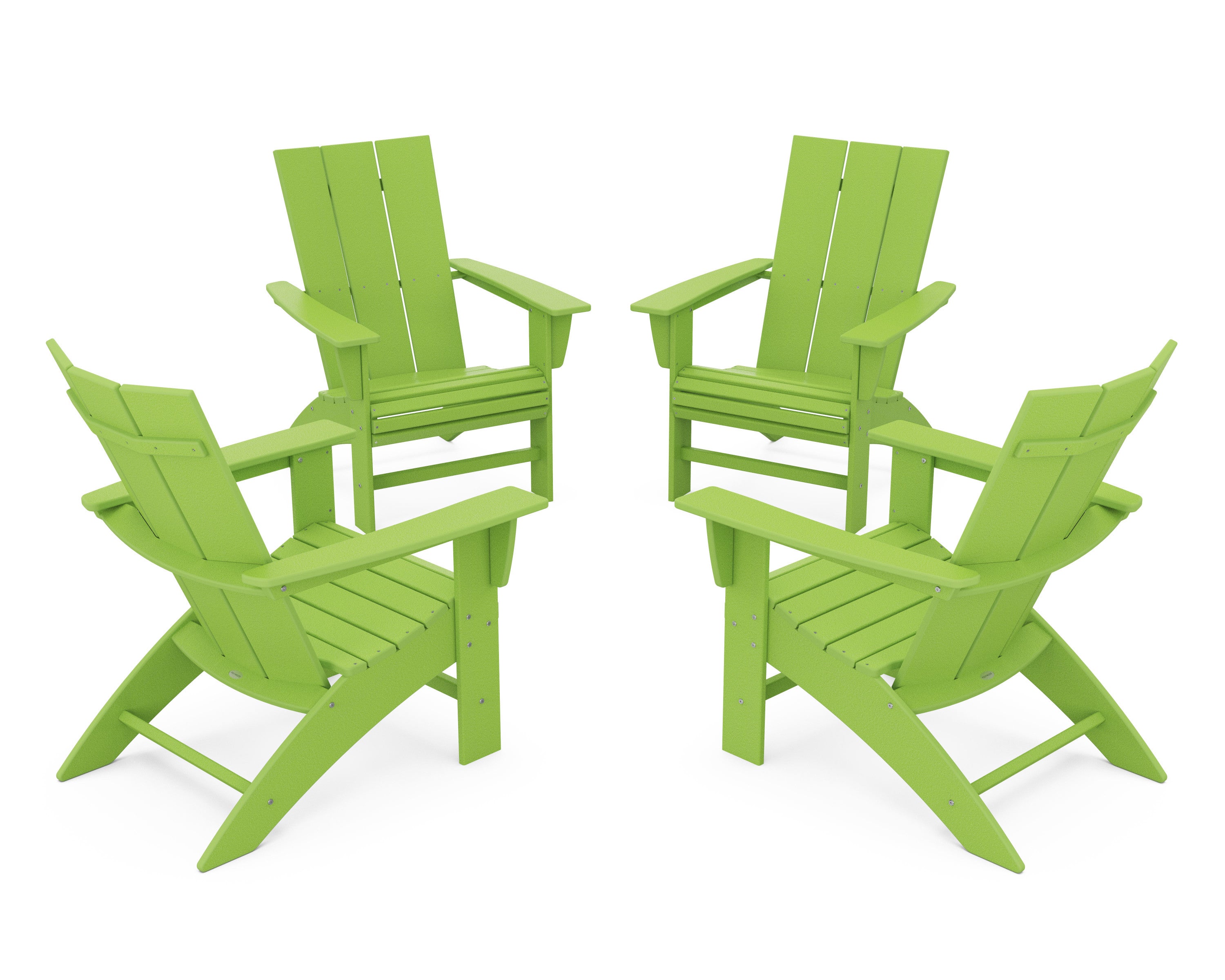 4-Piece Modern Curveback Adirondack Conversation Set in Lime