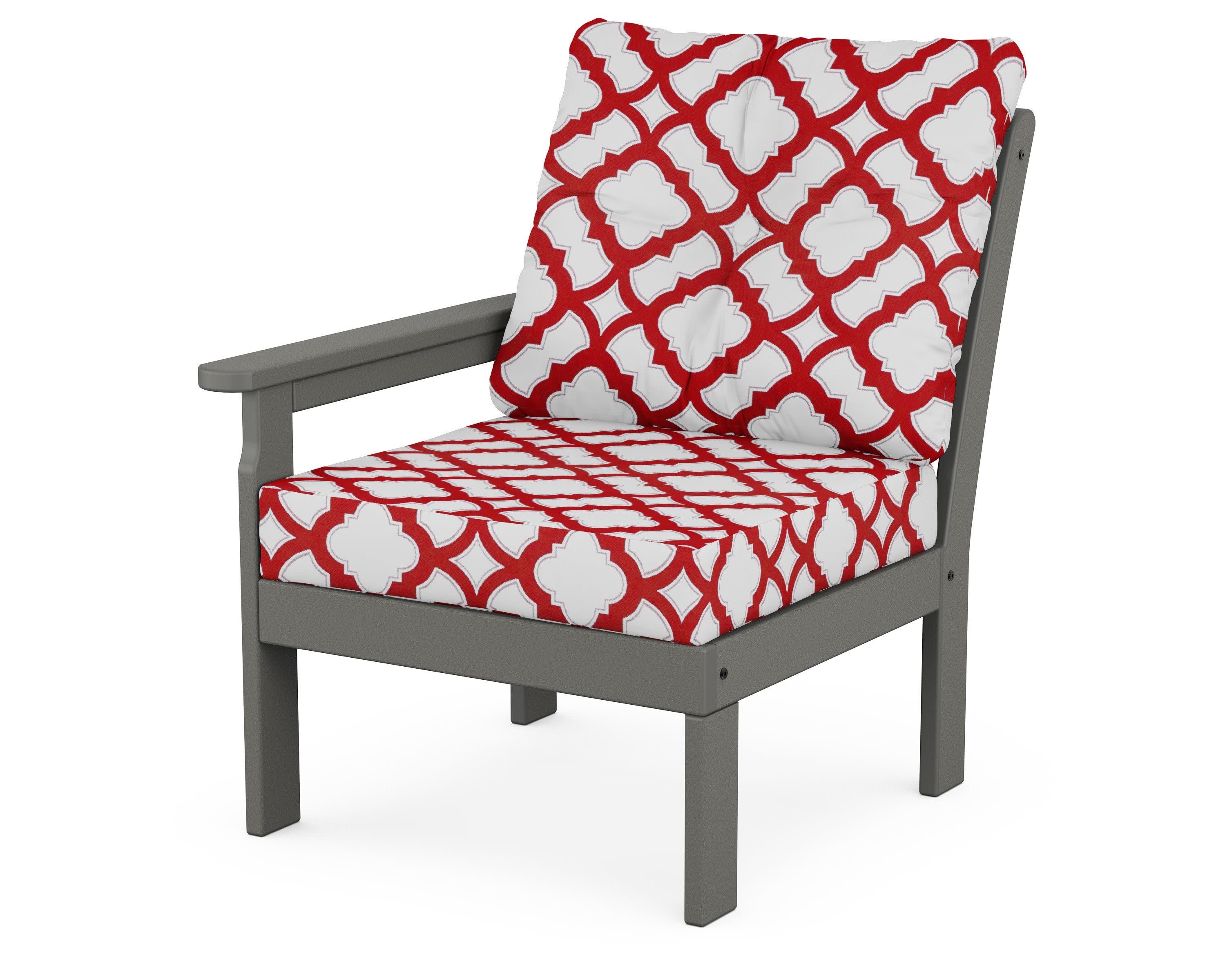 Vineyard Modular Left Arm Chair in Slate Grey / Trellis Crimson
