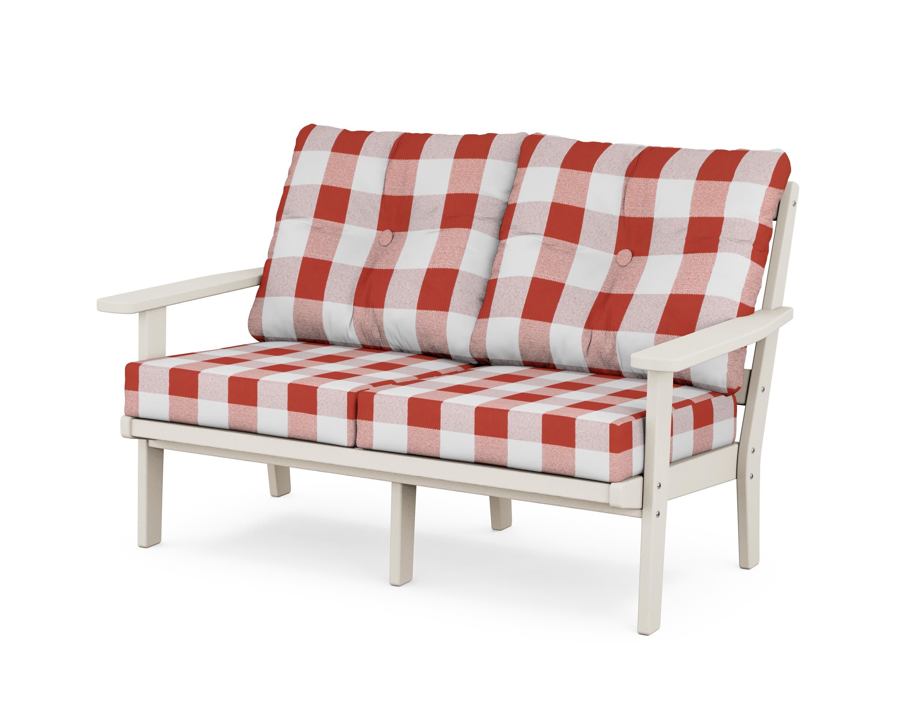 Prairie Deep SeatingLoveseat in Sand / Buffalo Plaid Crimson