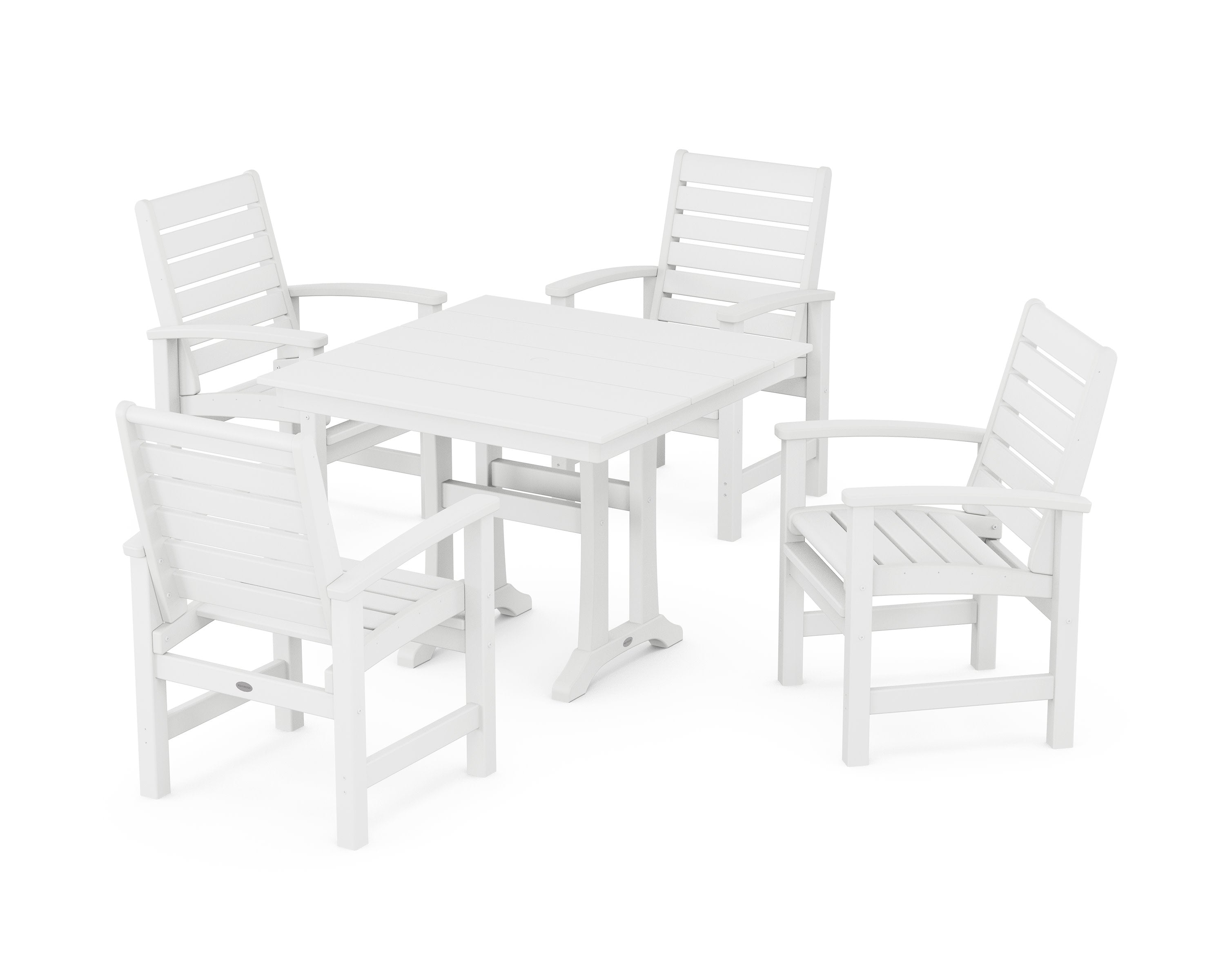 Signature 5-Piece Farmhouse Dining Set With Trestle Legs in White