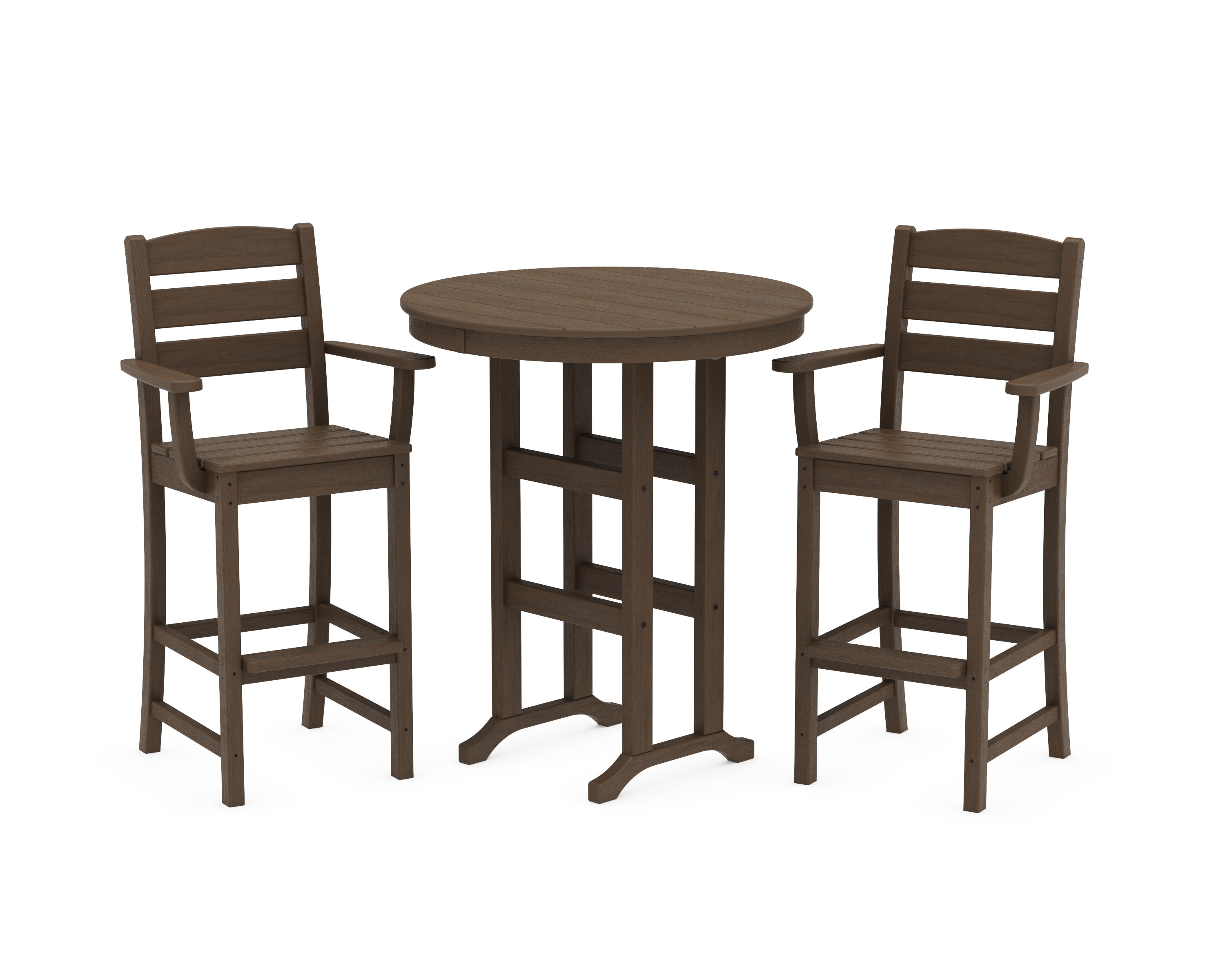 Lakeside 3-Piece Round Bar Arm Chair Set in Kona