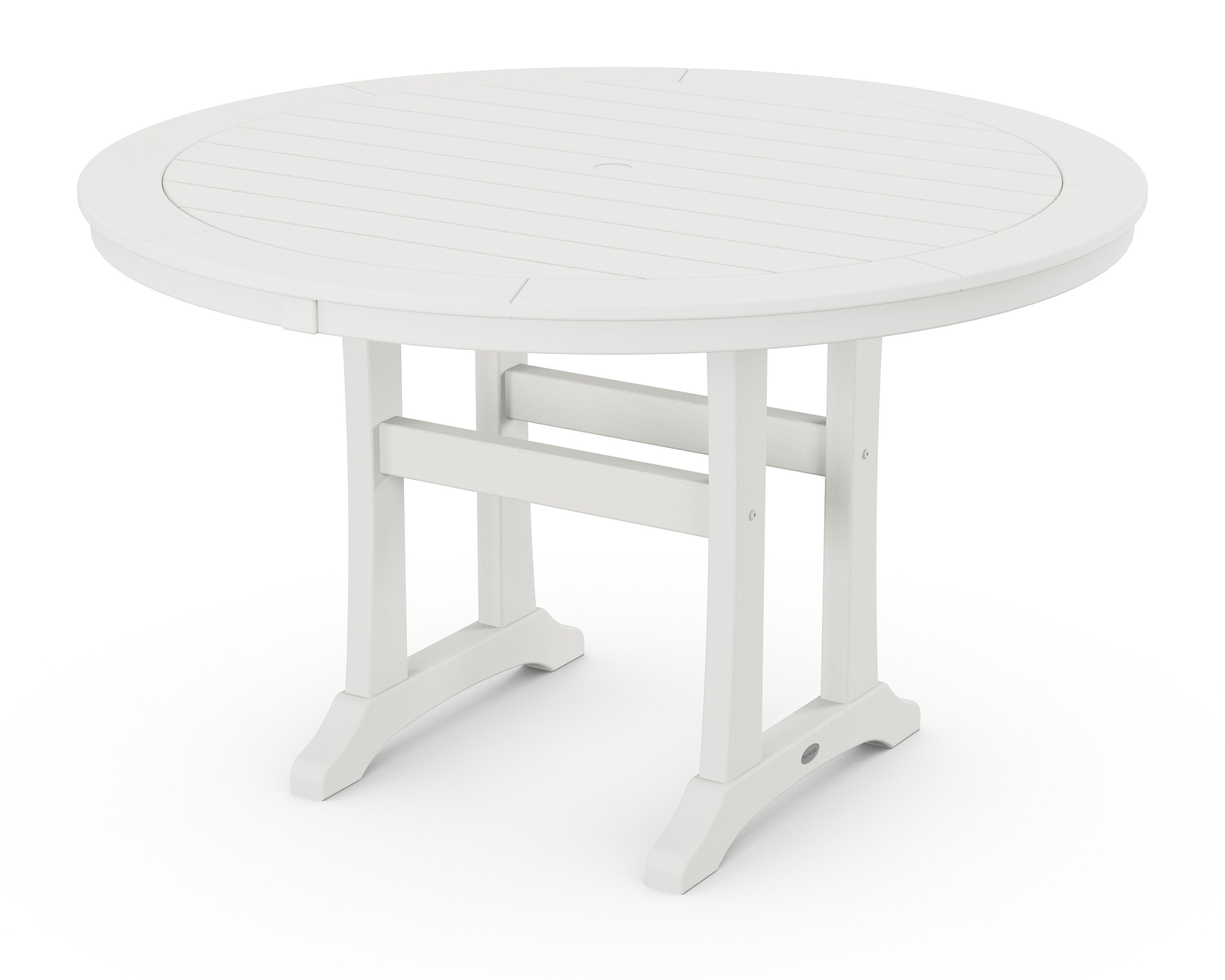 Nautical Trestle 48" Round Dining Table in Vintage White