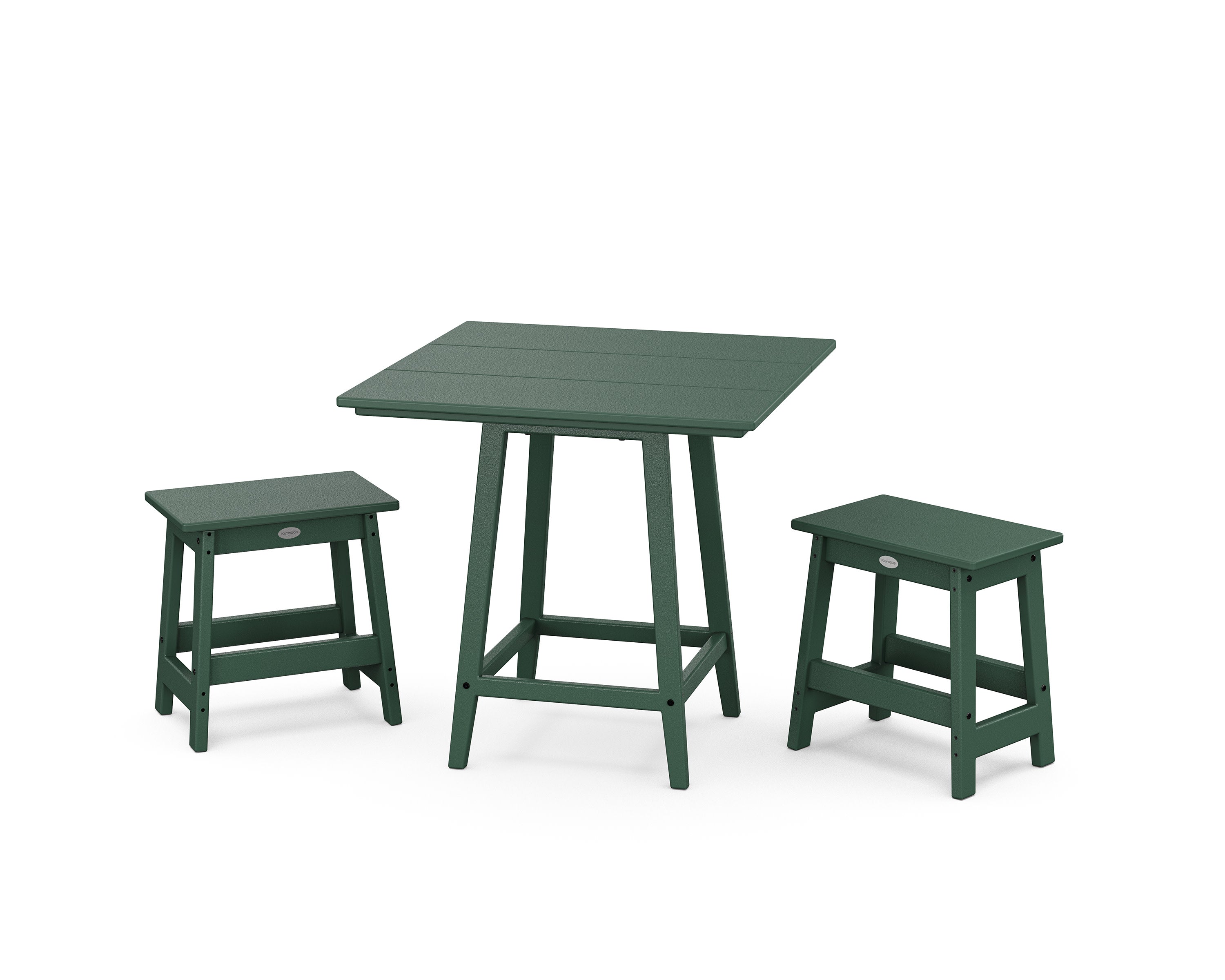 Modern Studio Stool 3-Piece Square Bistro Set in Green