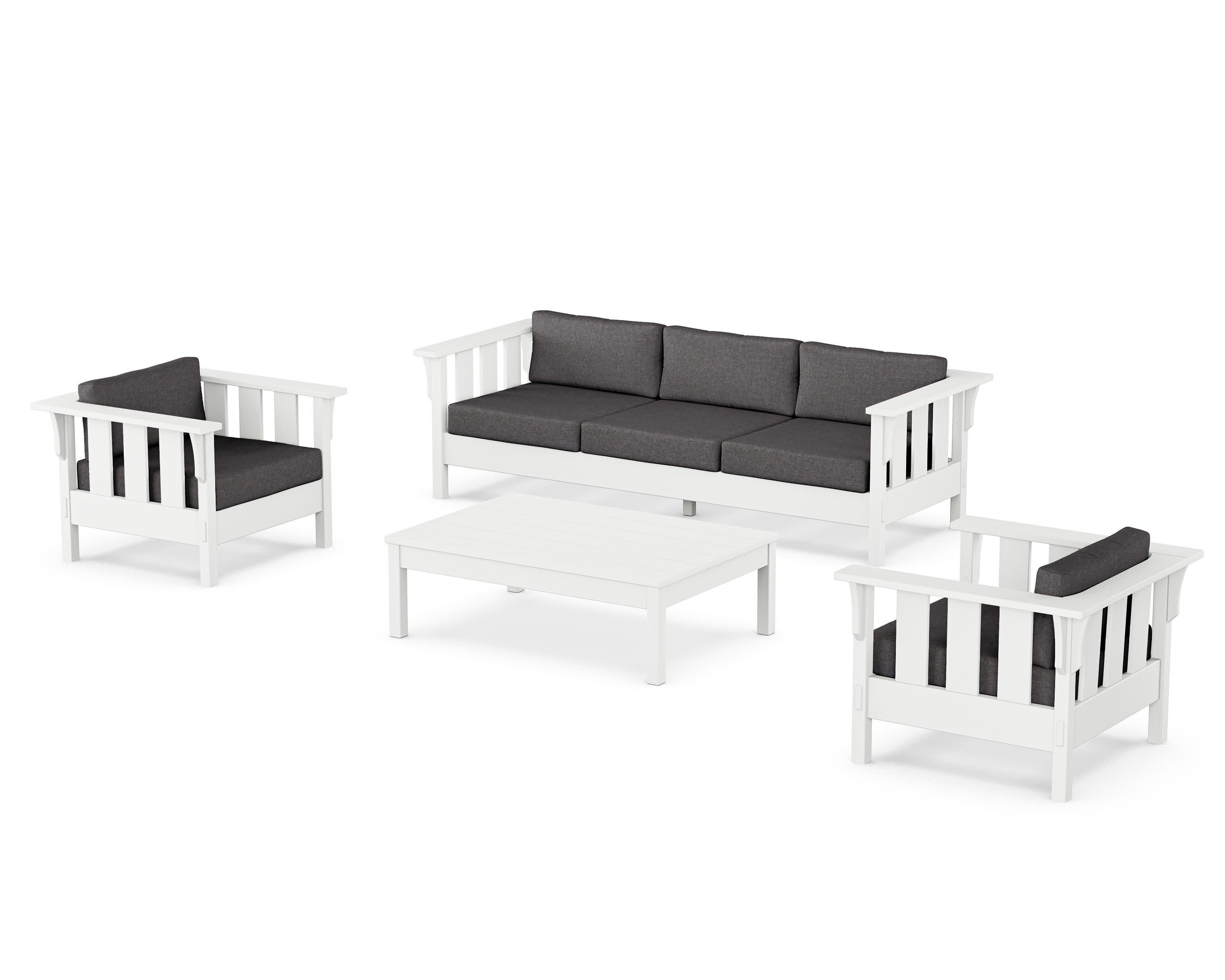 Acadia 4-Piece Deep Seating Set with Sofa in White / Ash Charcoal
